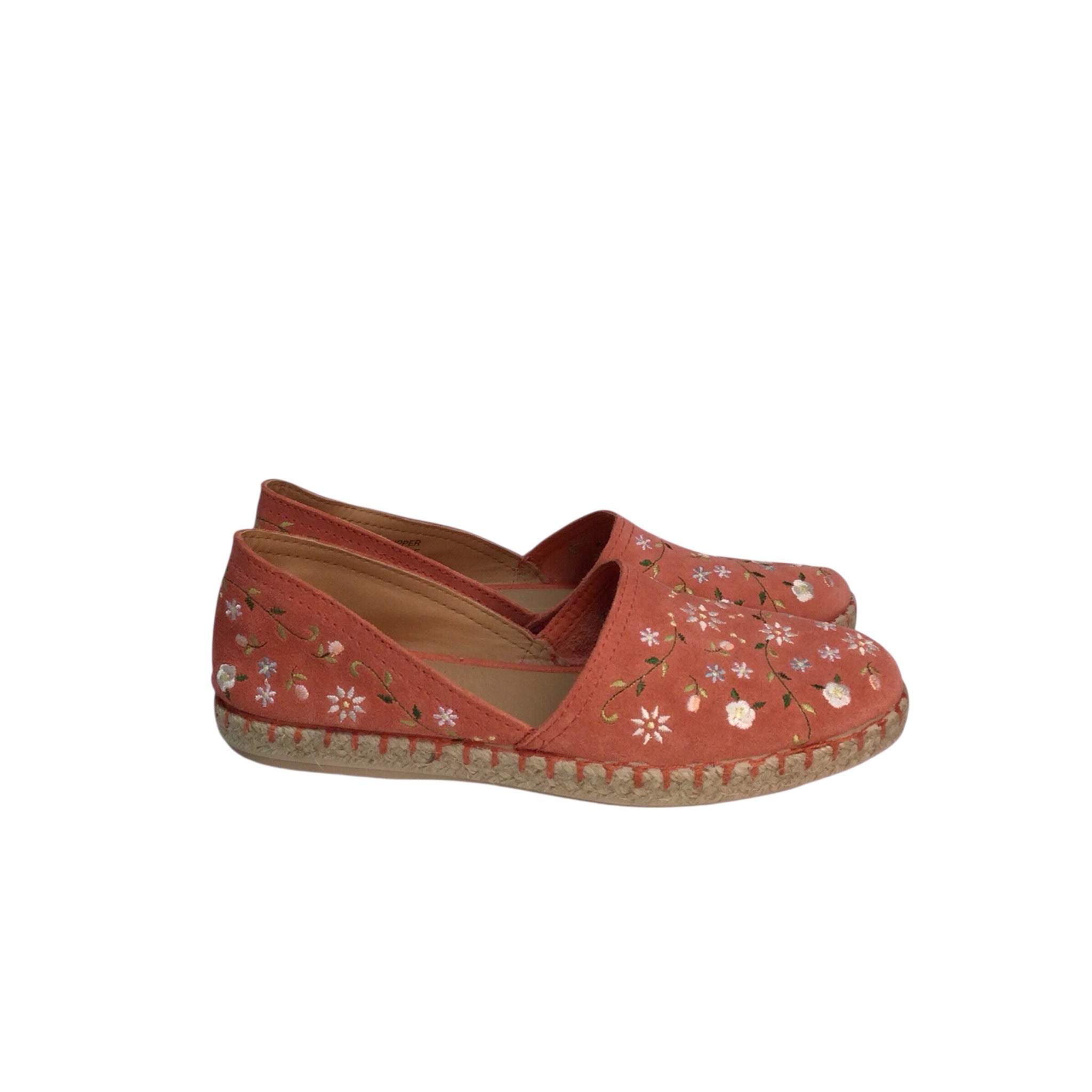 Costa Slip on Shoes Leather Uppers Floral Peach Size 8.5