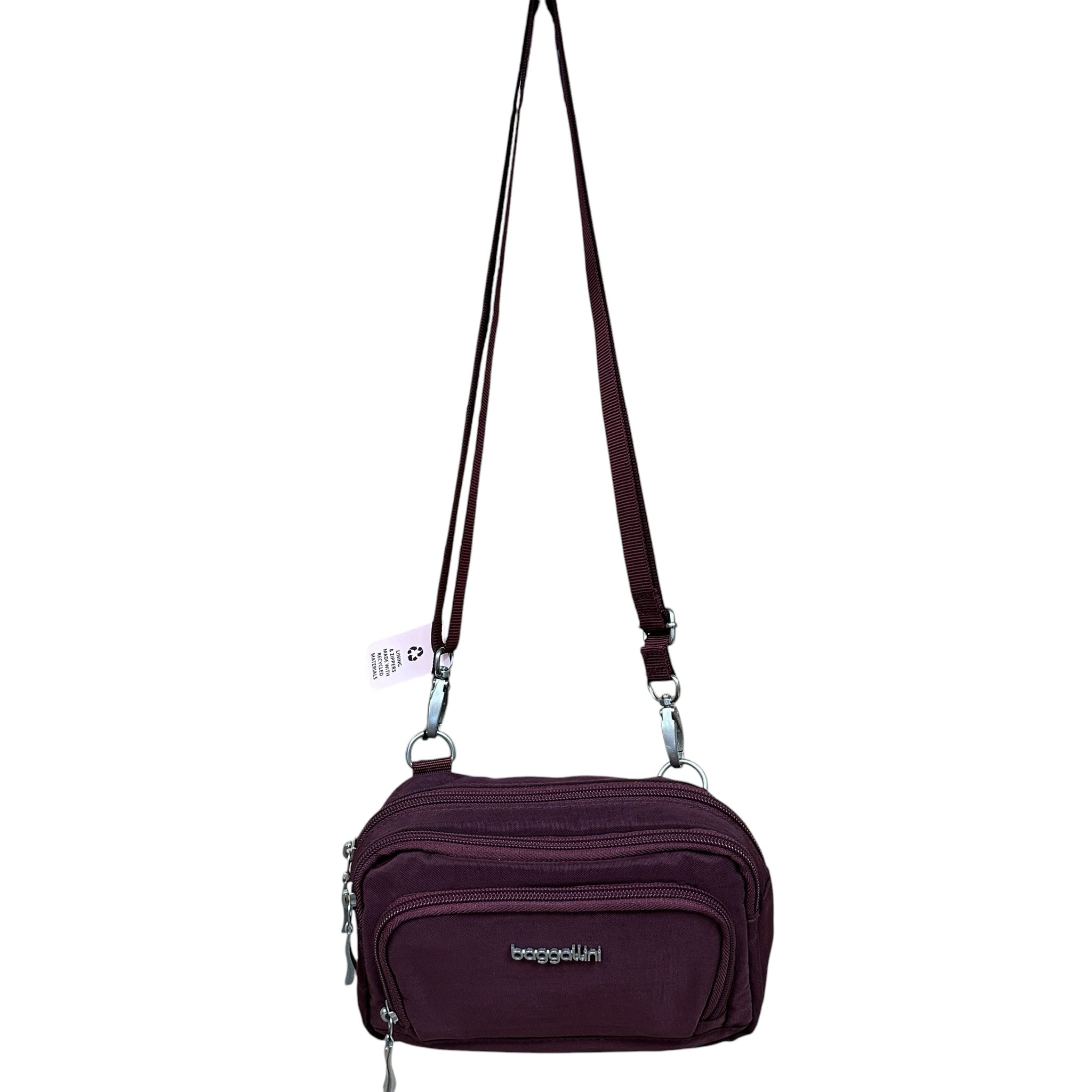 Baggalini Triple Zip with Front Wallet Burgundy Crossbody Bag NWT