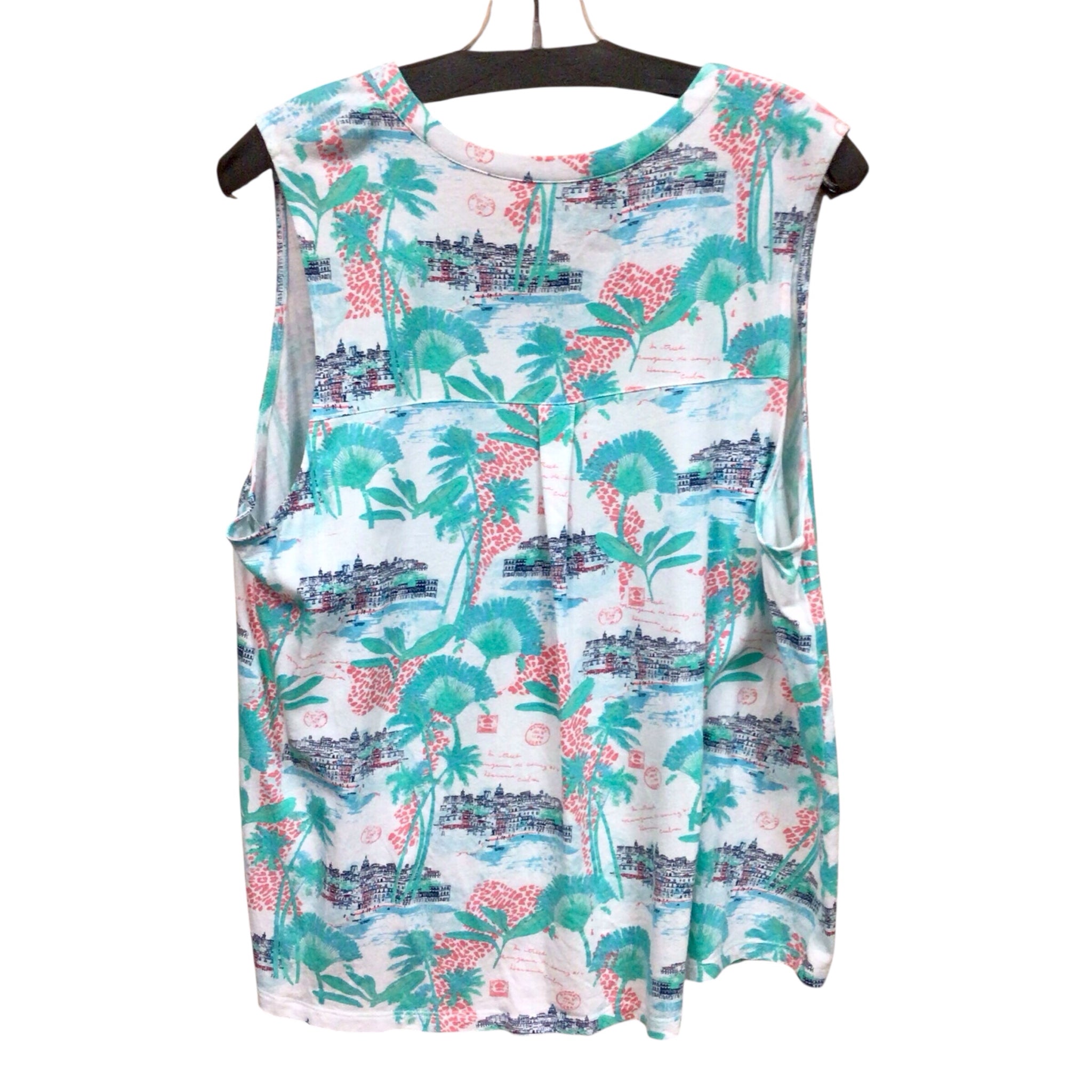 Coral Bay Tropical Scene Sleeveless Top Size 1X