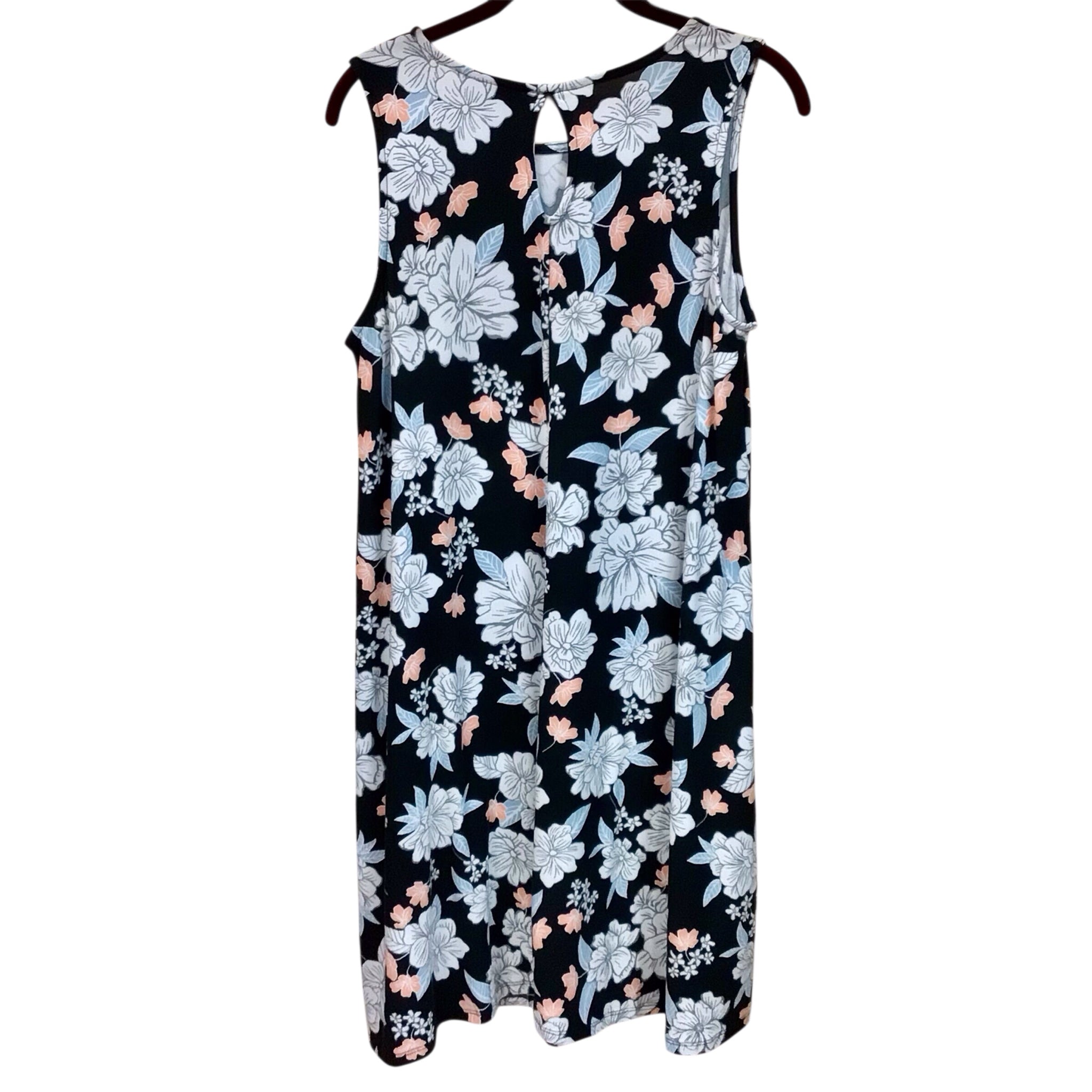 Alison Brittney Black Sleeveless Floral Dress Size Medium