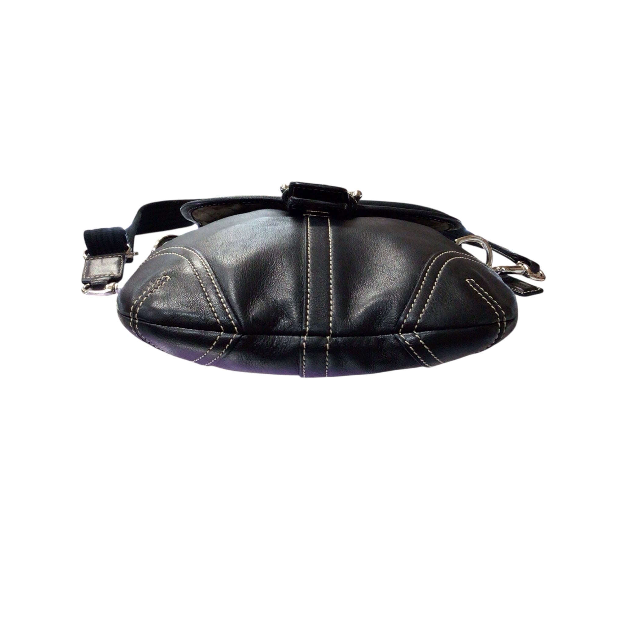 Coach Soho Buckle Flap Black Leather Crossbody Bag