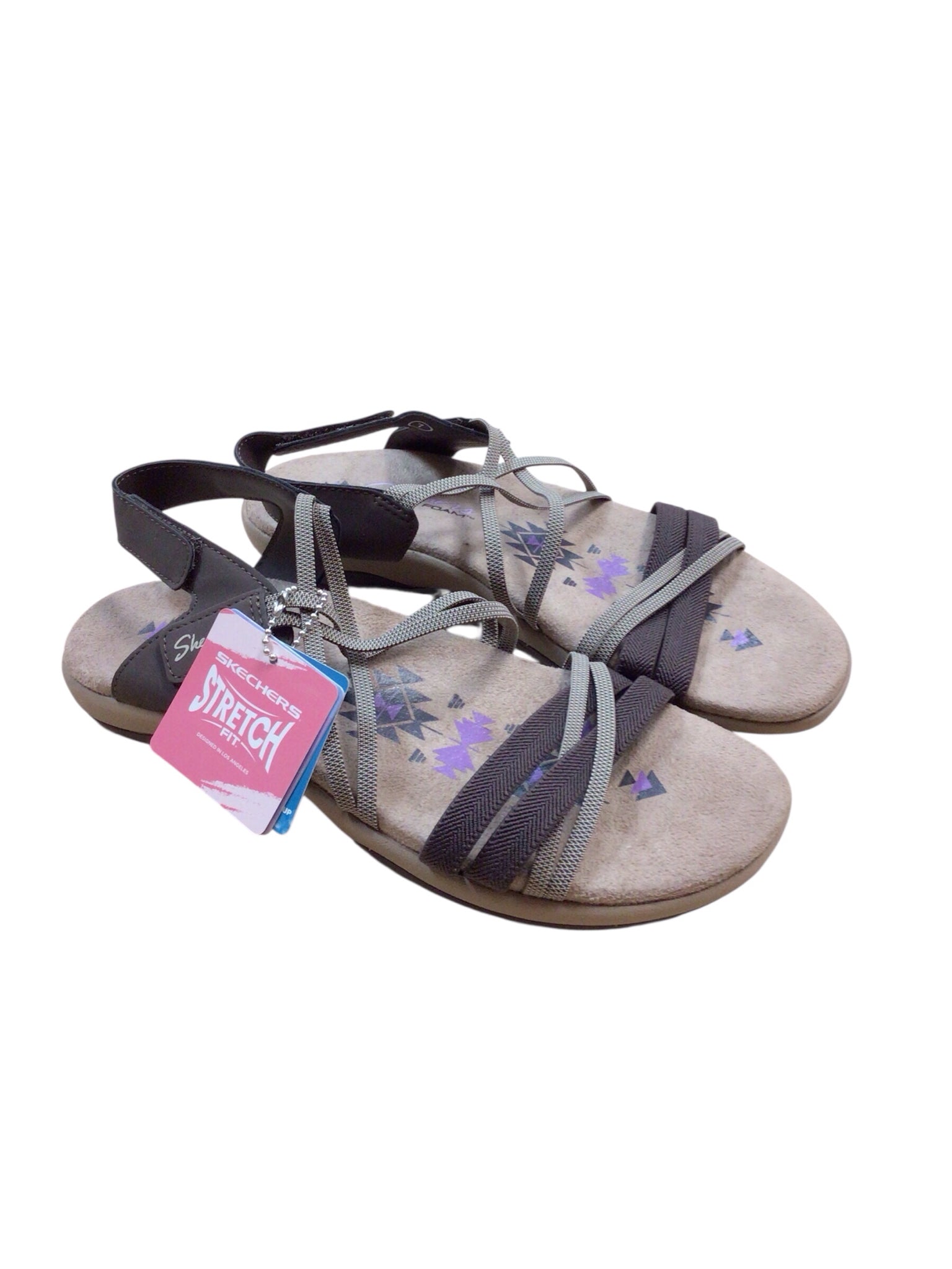 Skechers "Reggae Slim It Takes Two" Brown & Gray Sandals Size 7 NWT