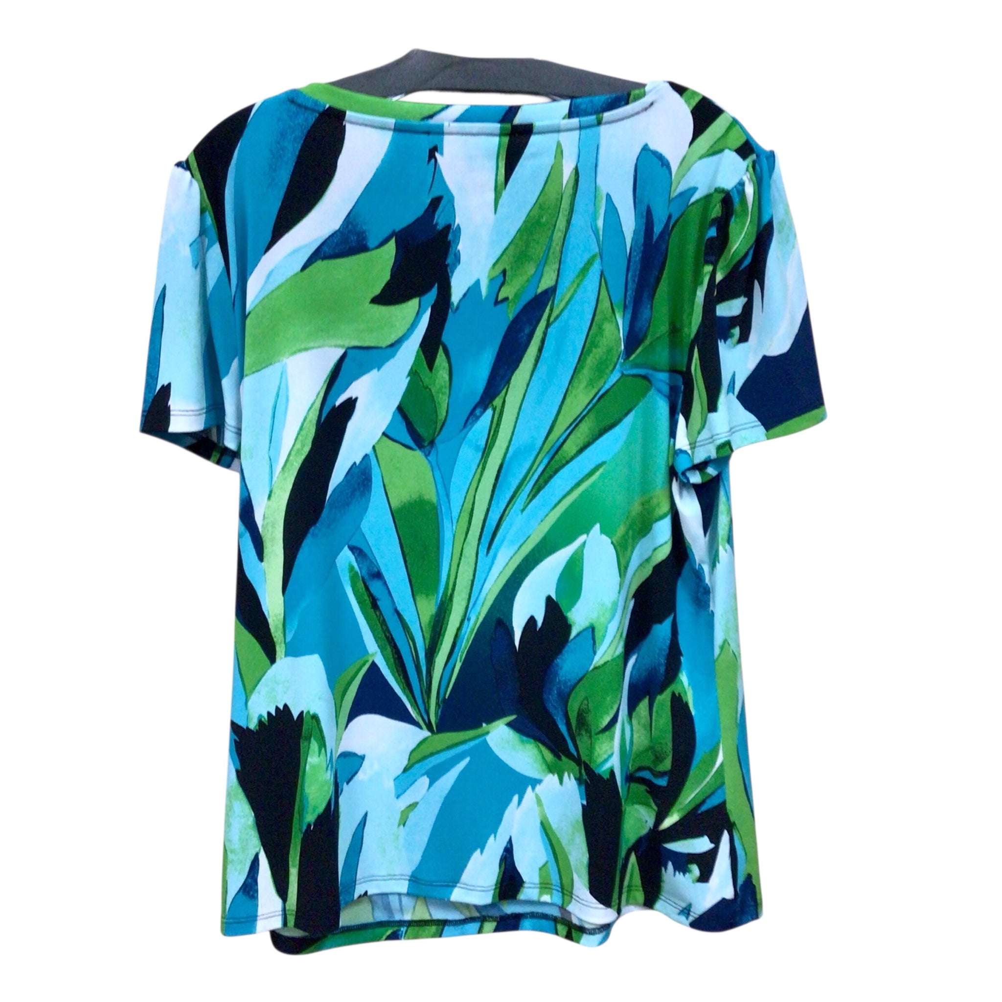 DKNY Blue & Green Short Sleeve Top Size XL