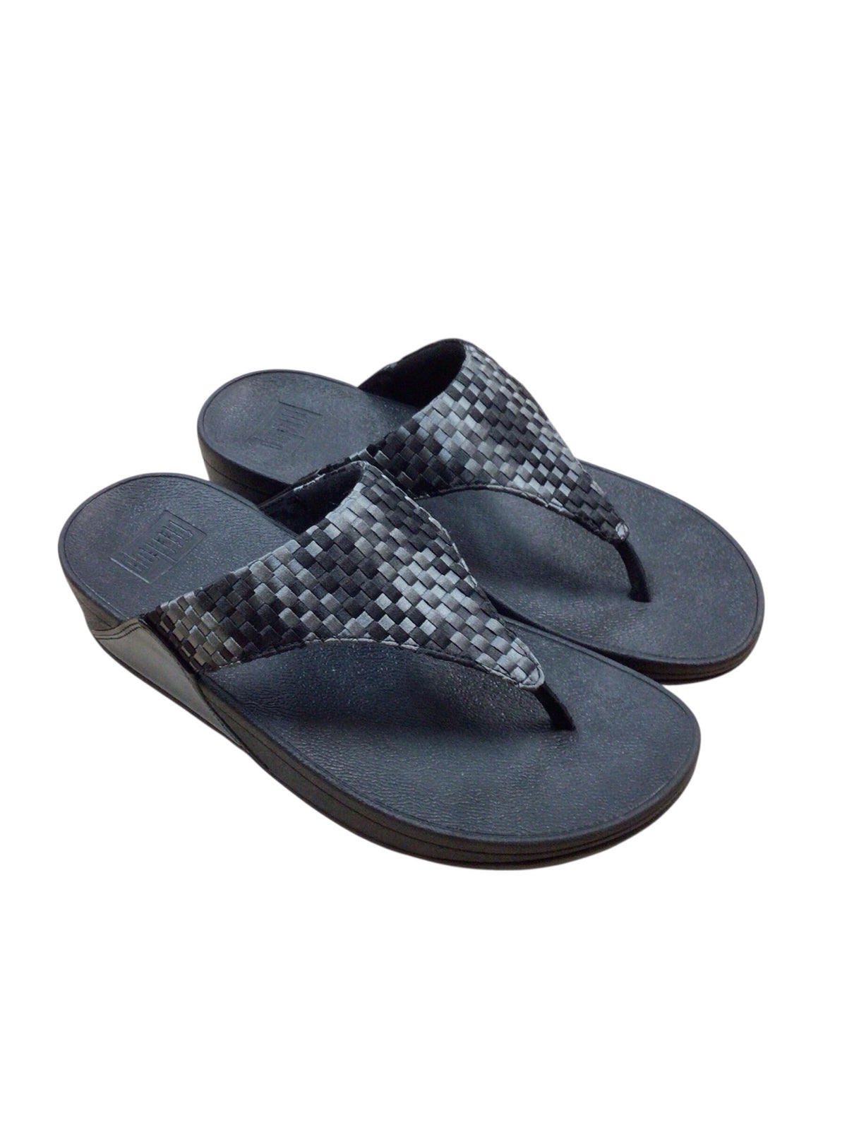 FitFlops "Lulu Silky Weave" Black Sandals Size 8