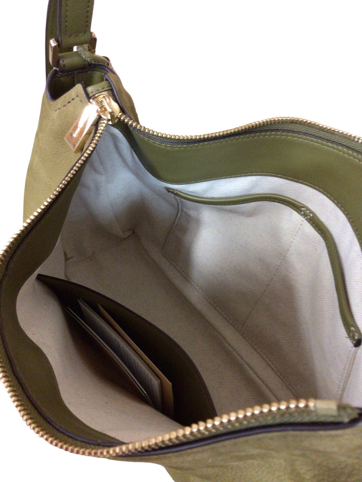 Michael Kors Green "Nolita" Nubuck Convertible Leather Trim Shoulder Bag