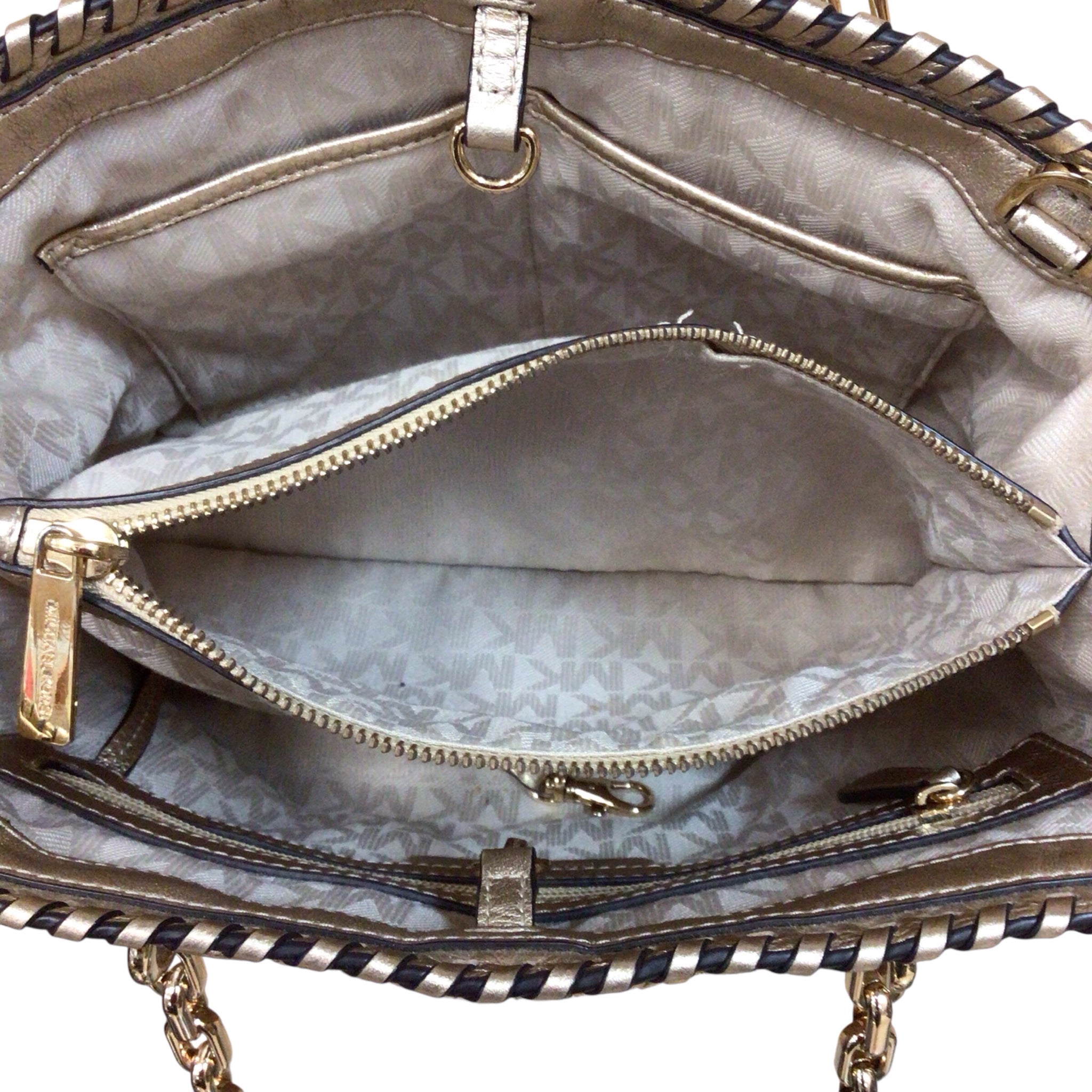 Michael Kors "Rosalie" Woven Straw & Leather Shoulder Bag