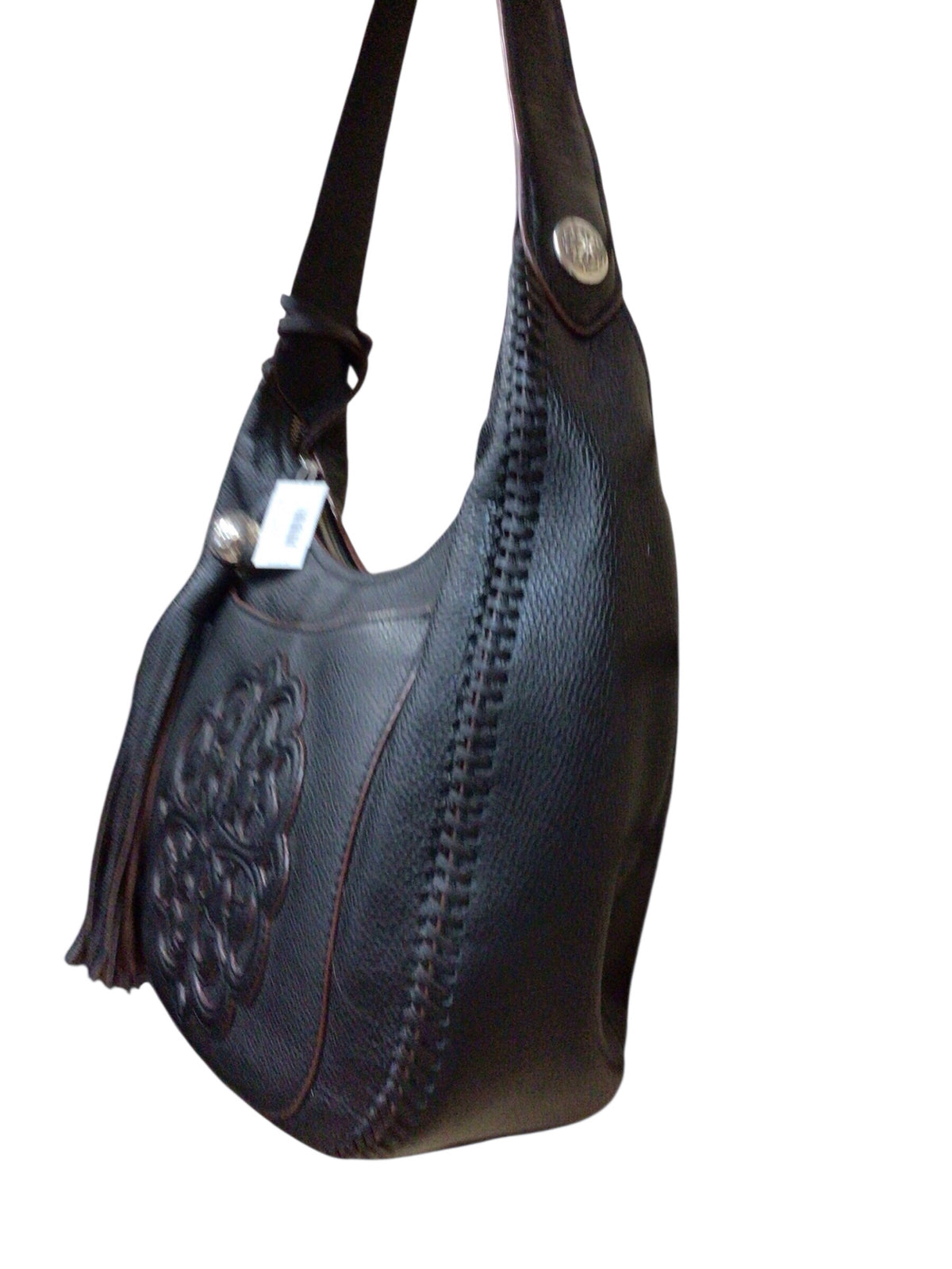 Brighton "Silvana" Black Pebbled Leather Shoulder Bag