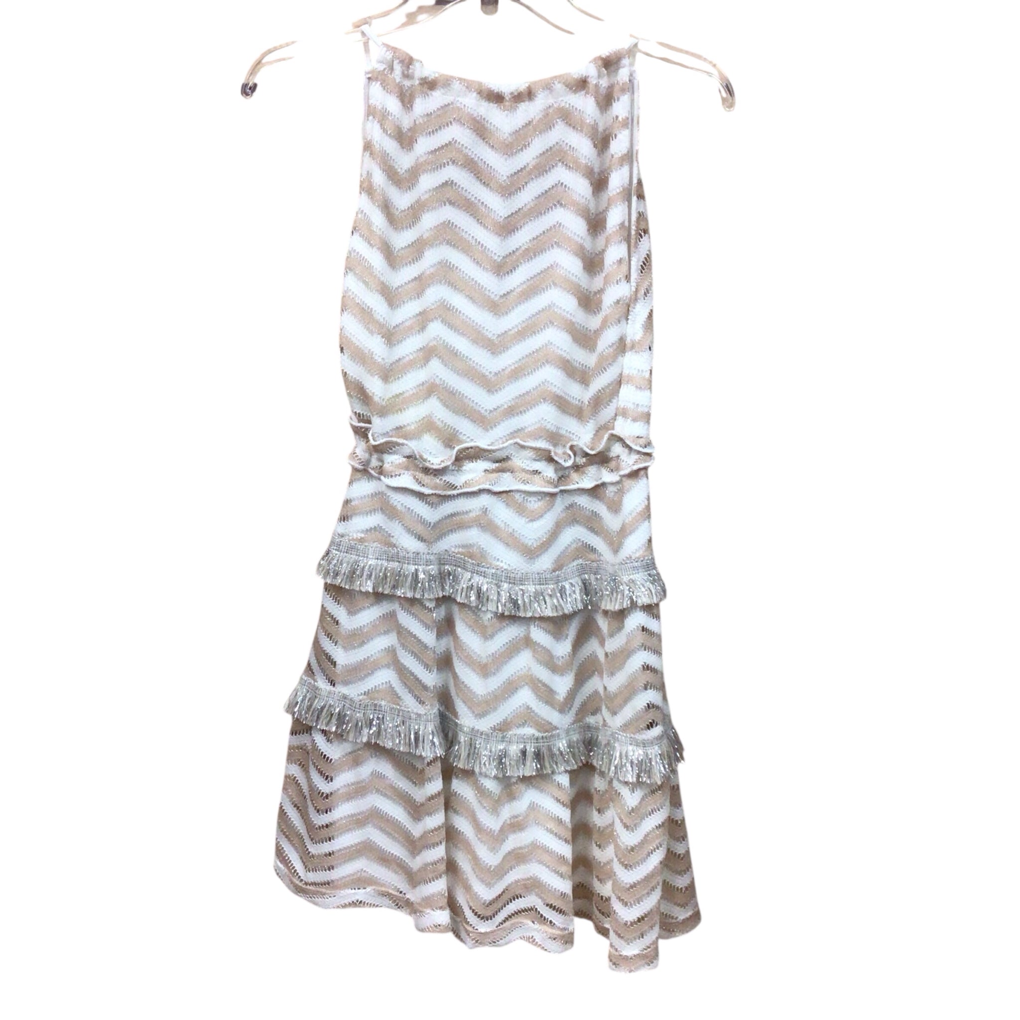 Venus White, Tan & Silver Sleeveless Dress Size 6