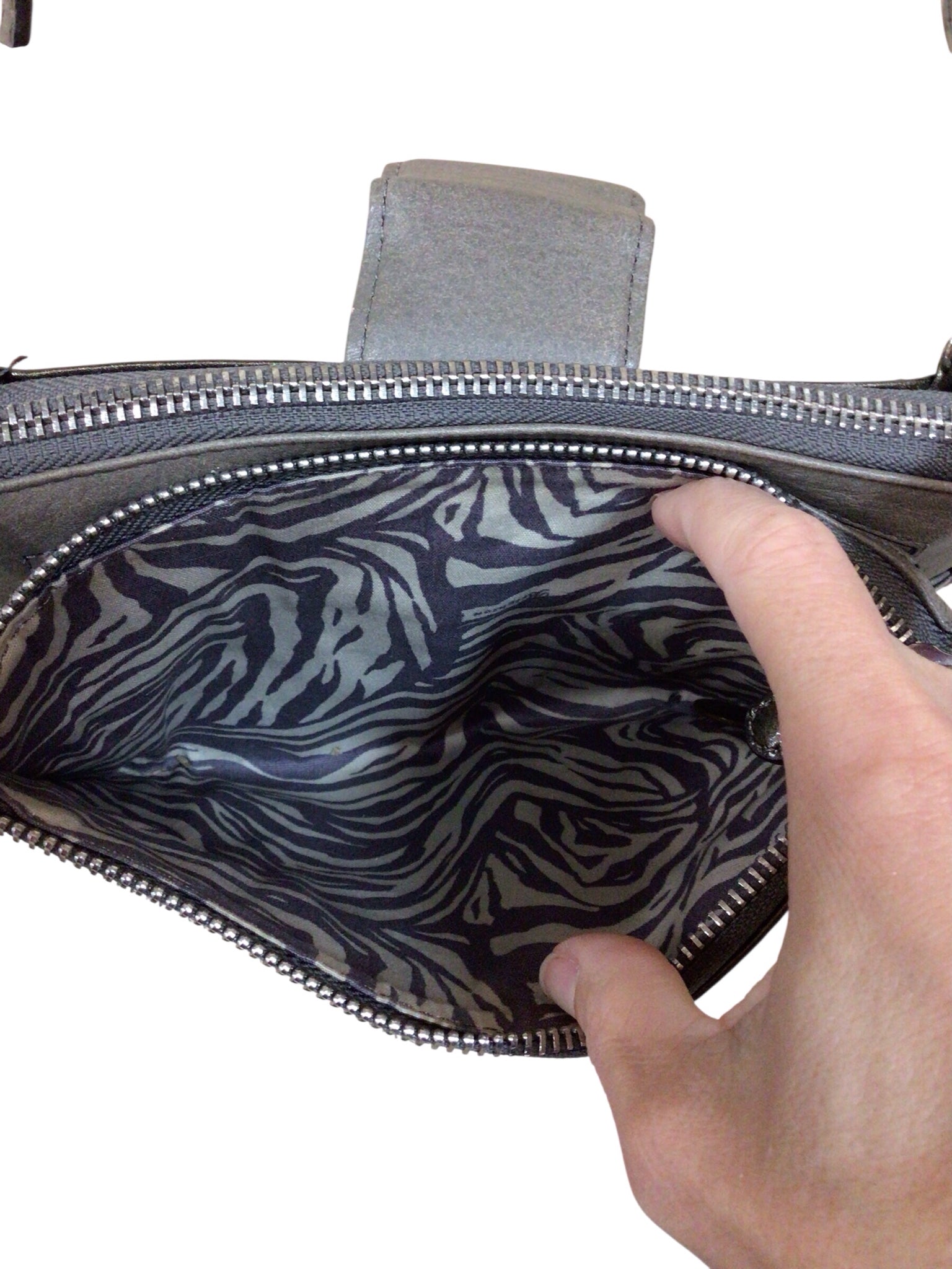 Brighton "Pretty Tough City Organizer" Gray Leather Crossbody Bag