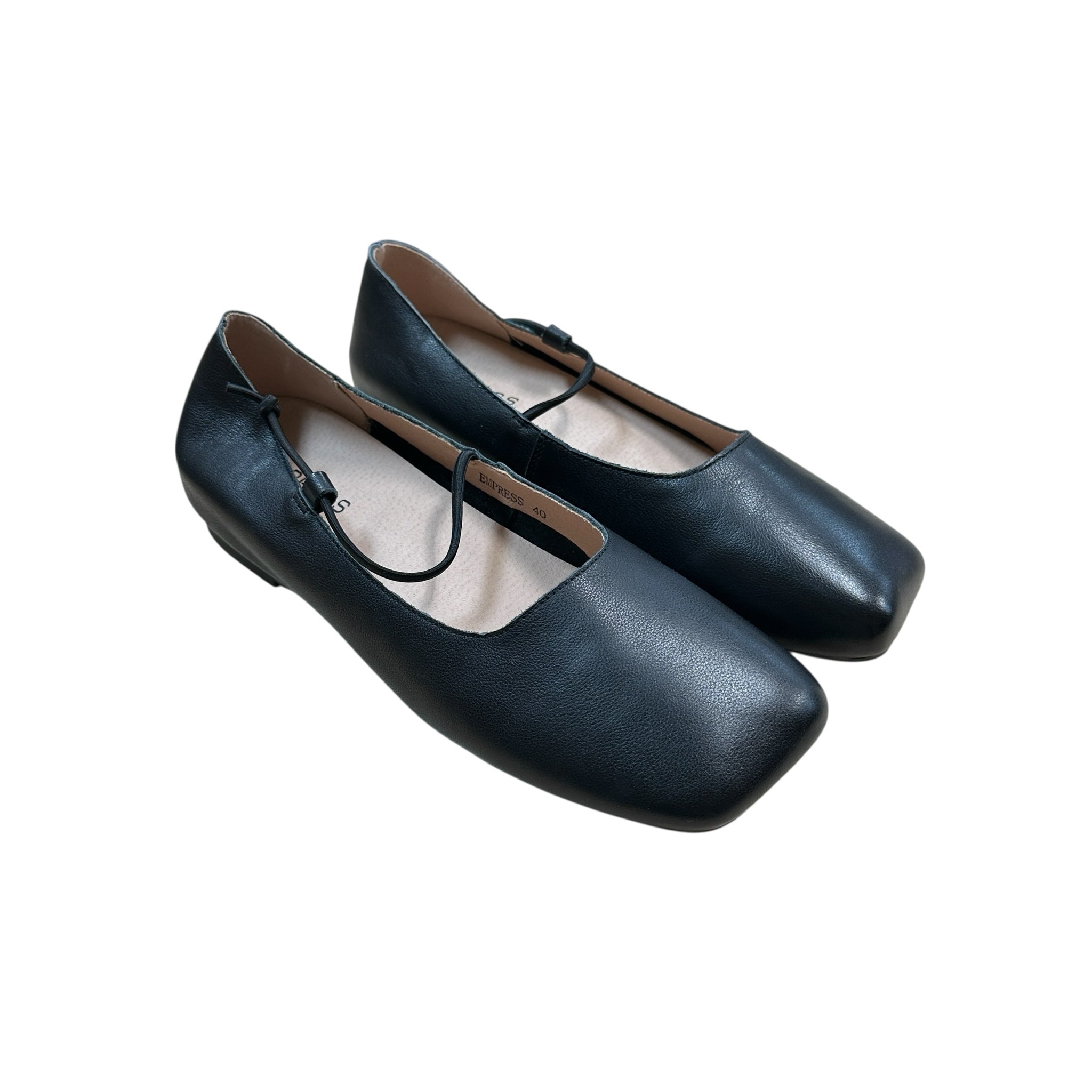 Empress Black Square Toe Flats Size 9