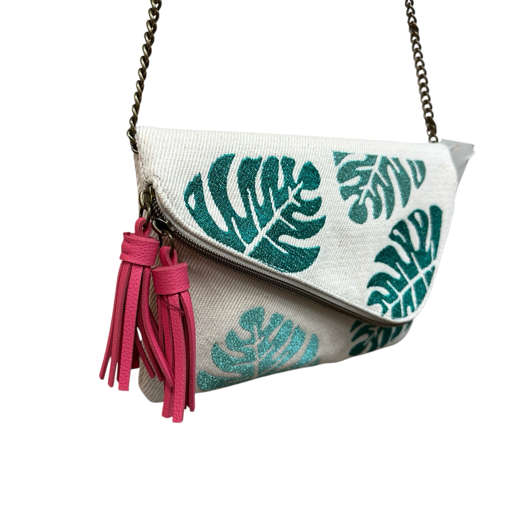 Francesca's Tropical Print Canvas Crossbody Bag