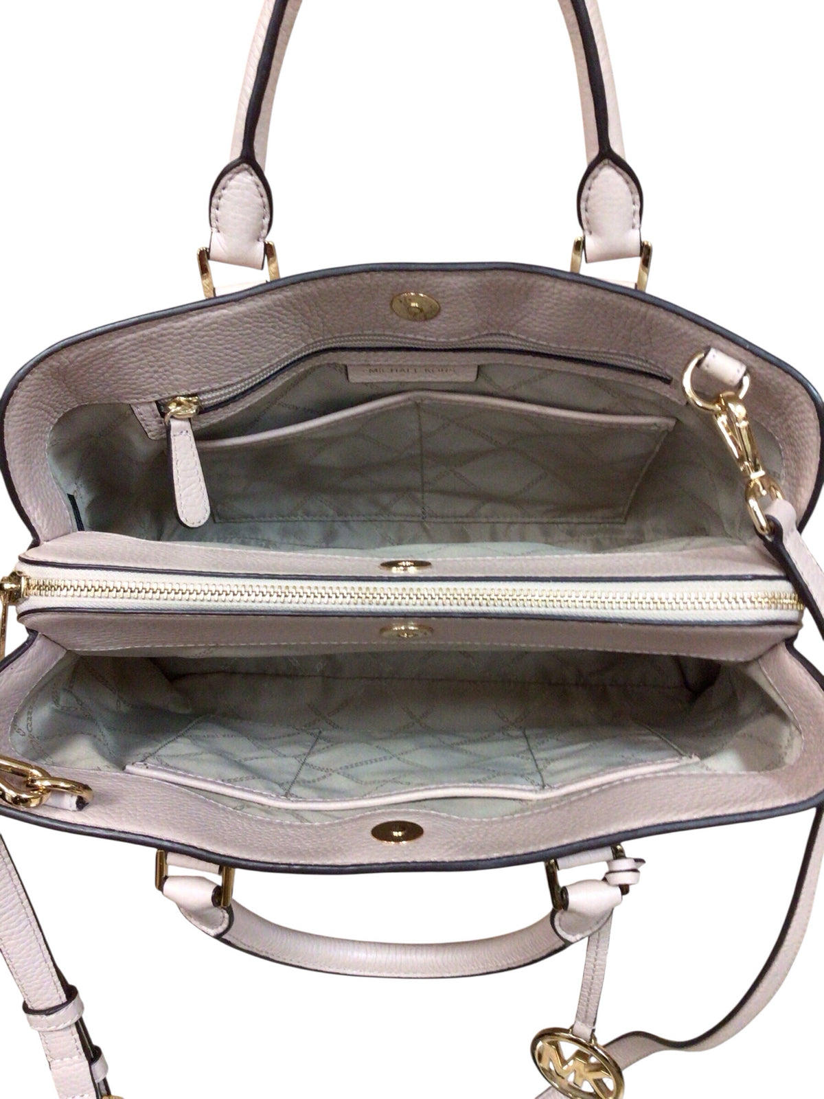 Michael Kors "Camille" Large Light Pink Pebbled Leather Satchel Crossbody Bag