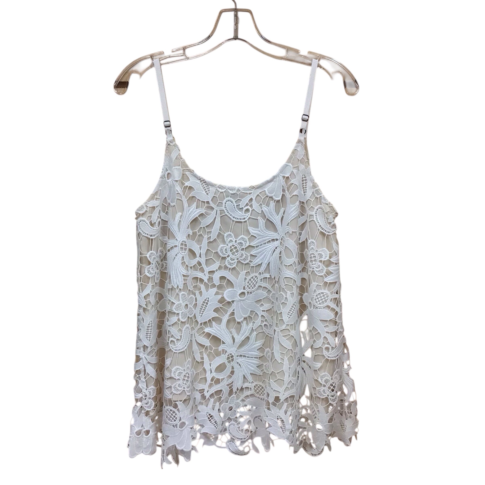 Cabi White Lacey Sleeveless Top Size Small