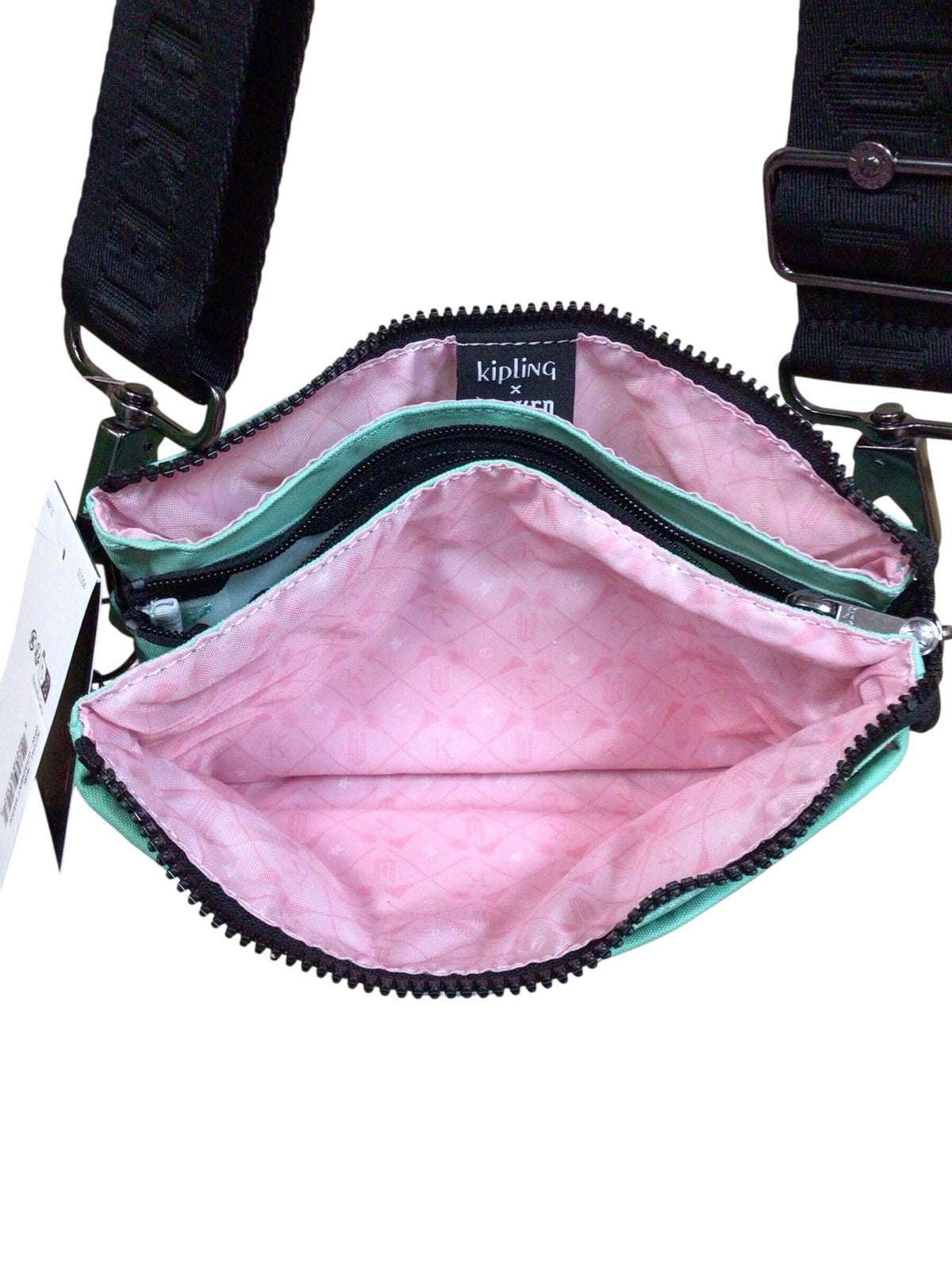 Kipling "Wicked" Ombre Green & Pink Nylon Crossbody Bag