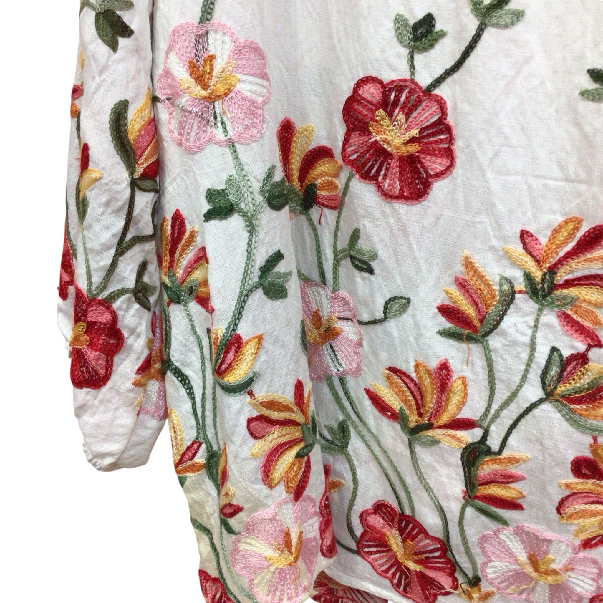 Kindred White Embroidered Long Sleeve Top Size Petite