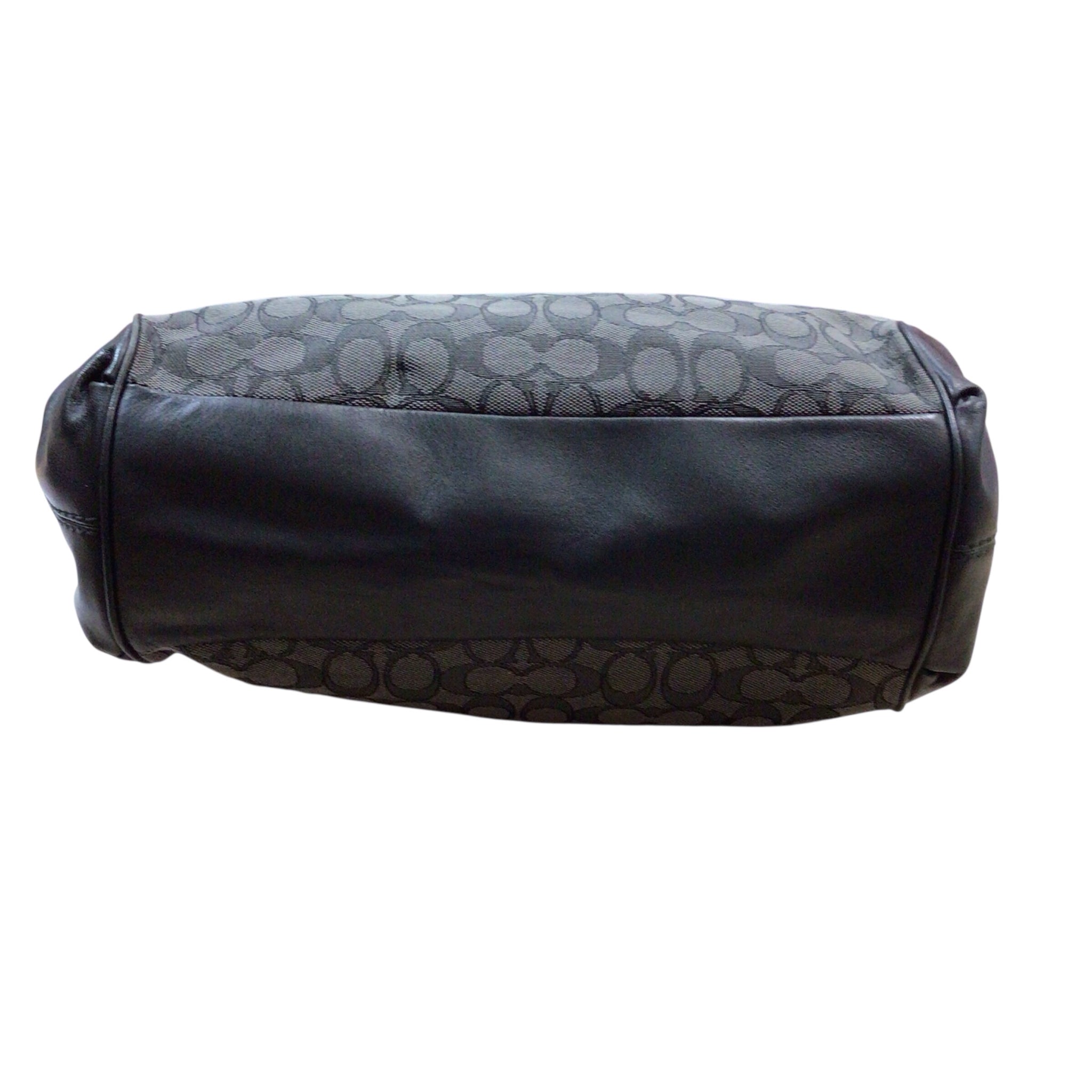 Coach F57612 "Lexi" Signature Jacquard Black Leather Trim Shoulder Bag
