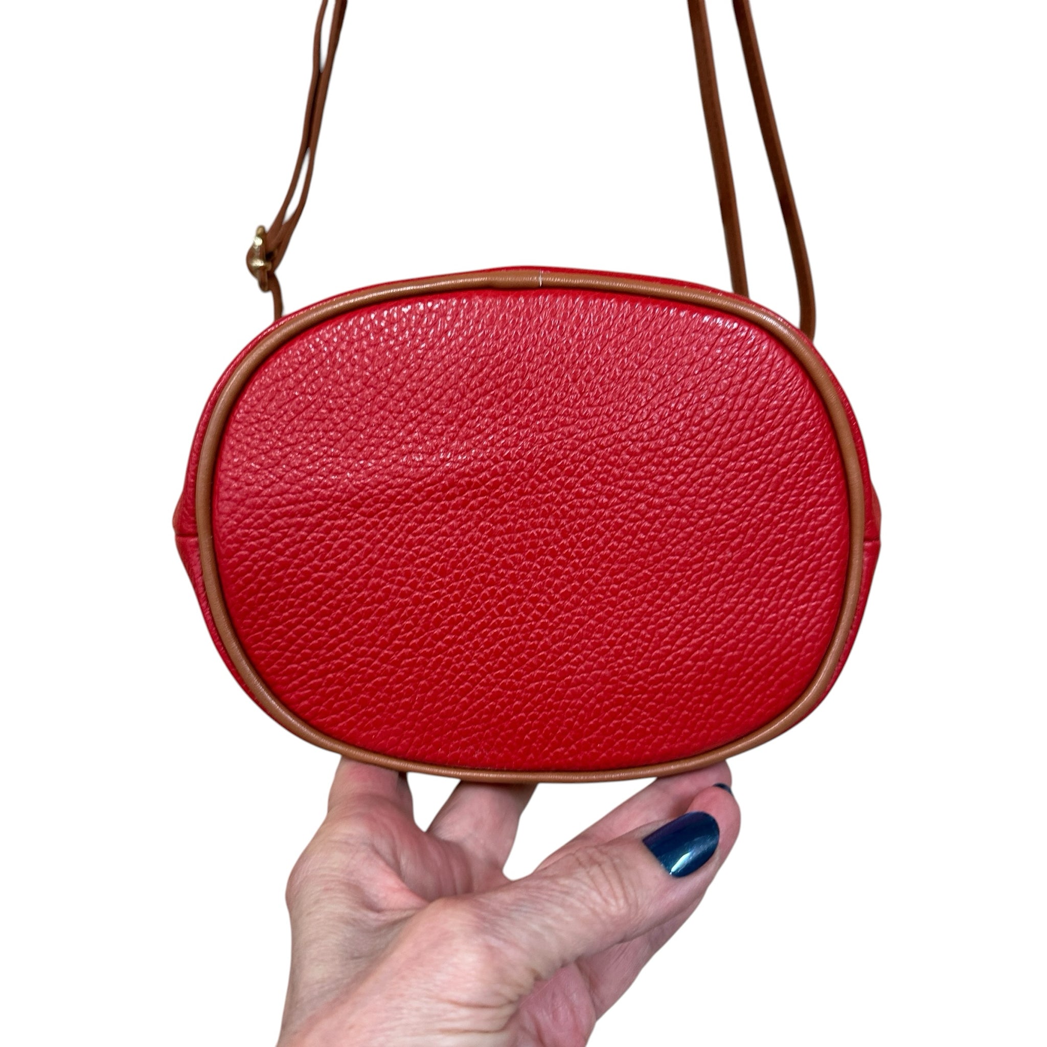 Valentina Red Italian Leather Crossbody Bag