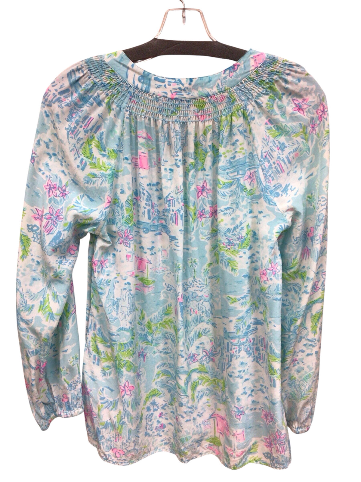 Lilly Pulitzer "Elsa" 100% Silk Long Sleeve Top Size Medium
