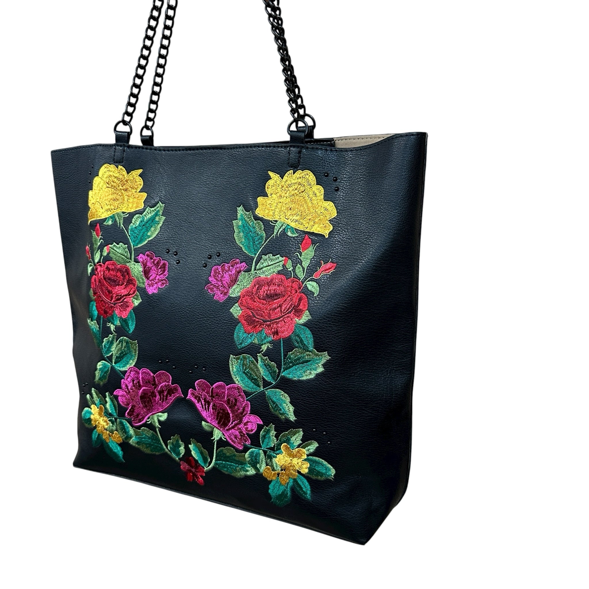 Gianni Bini Black Floral Tote Bag