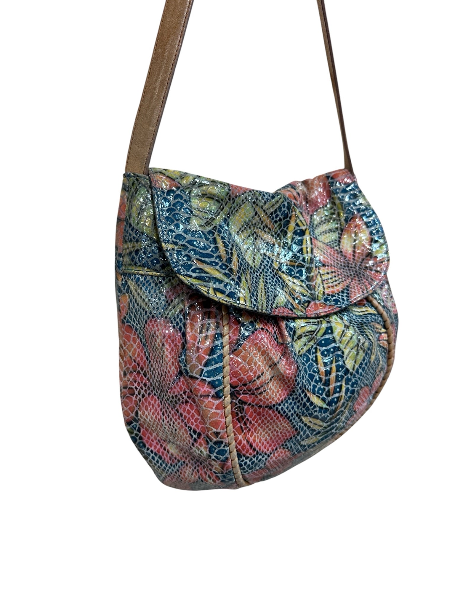 Hobo Multi-Color Floral Snake Skin Embossed Shoulder Bag