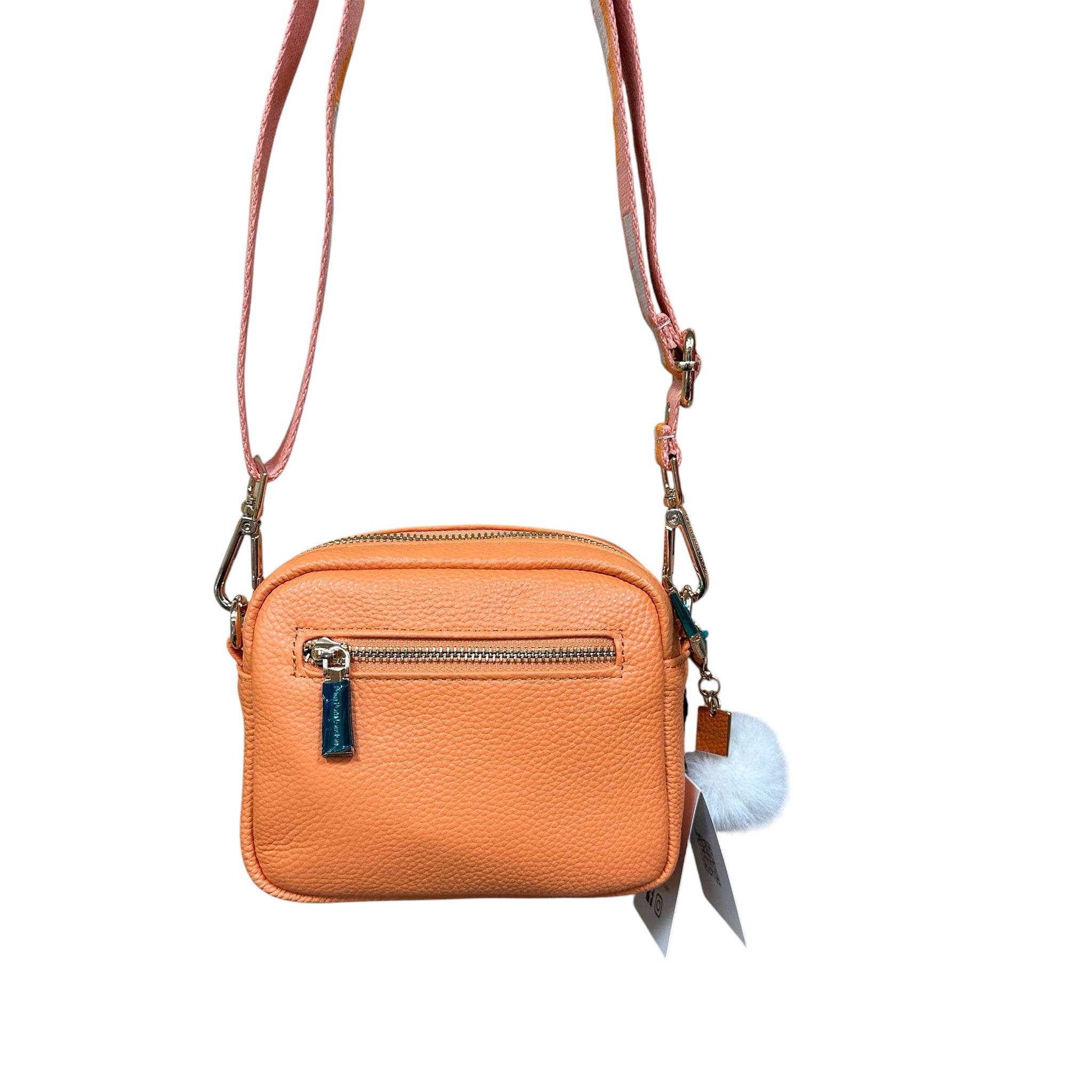 Pom Pom London "Mango Tango" 100% Leather Crossbody Bag