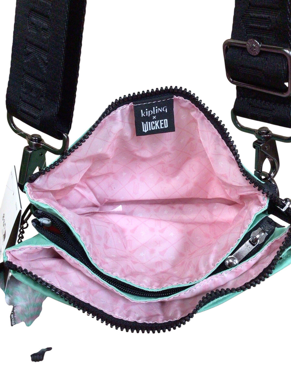 Kipling "Wicked" Ombre Green & Pink Nylon Crossbody Bag