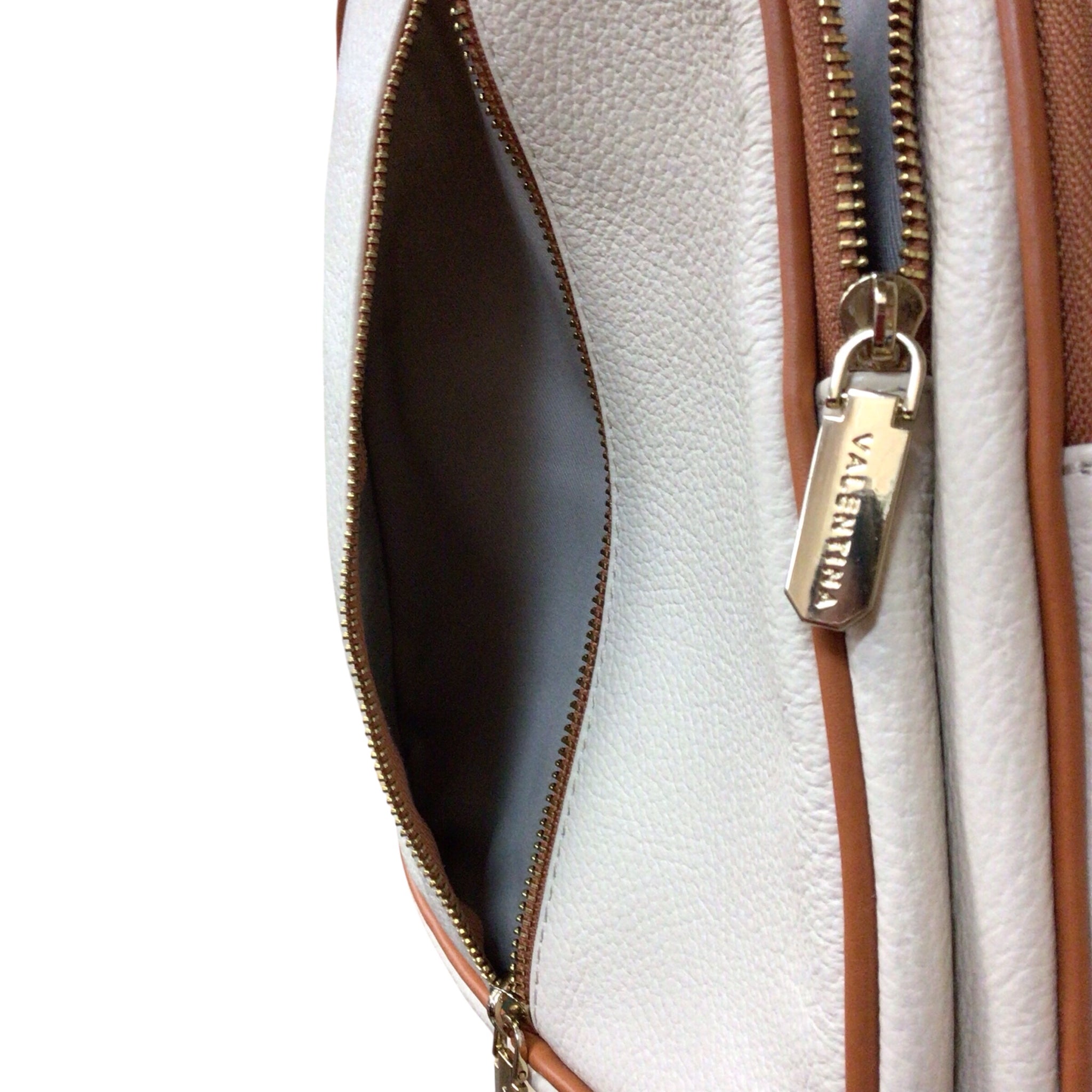 Valentina Cream Colored Italian Leather Dome Backpack