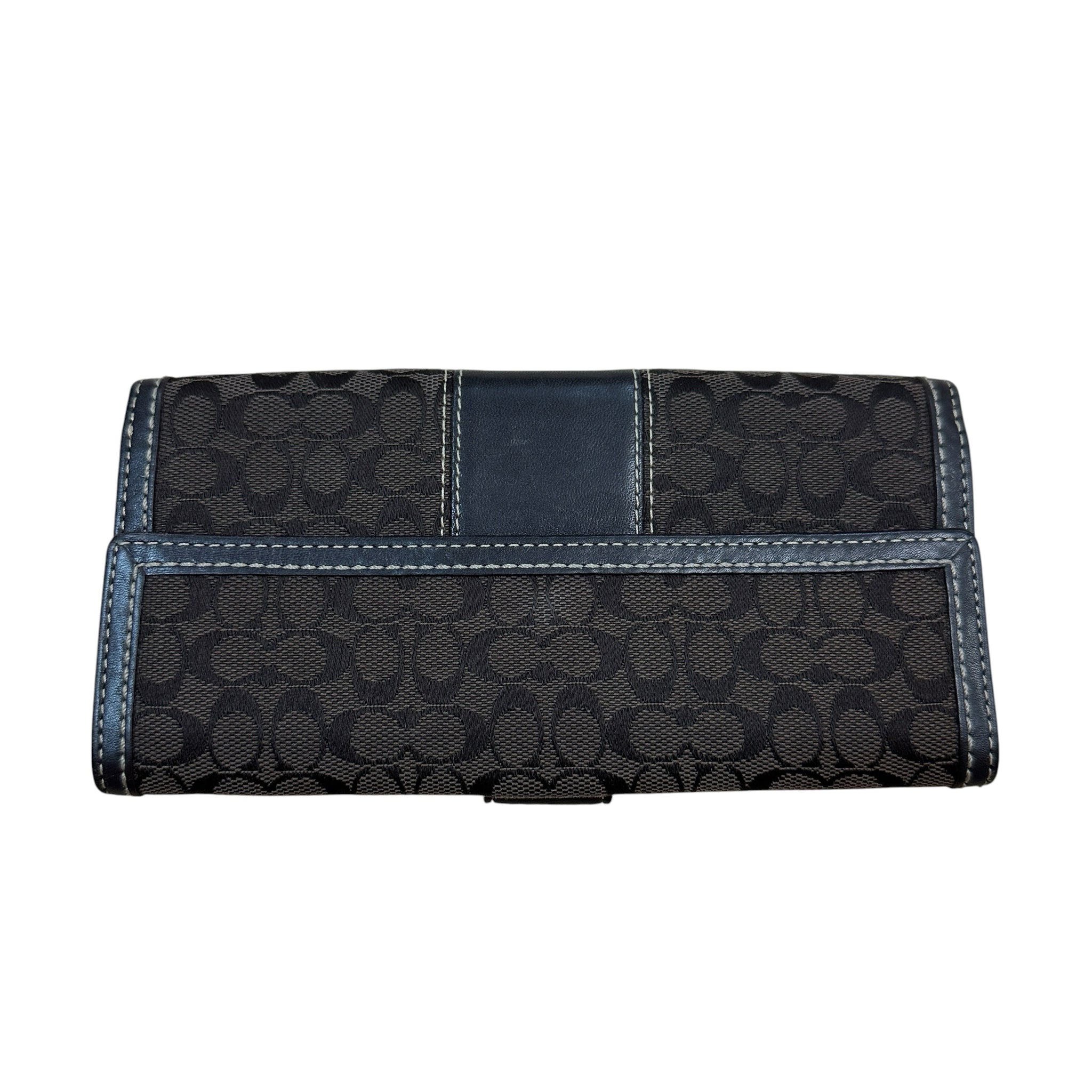 Coach Vintage Brown Jacquard Canvas & Leather Bi-Fold Wallet