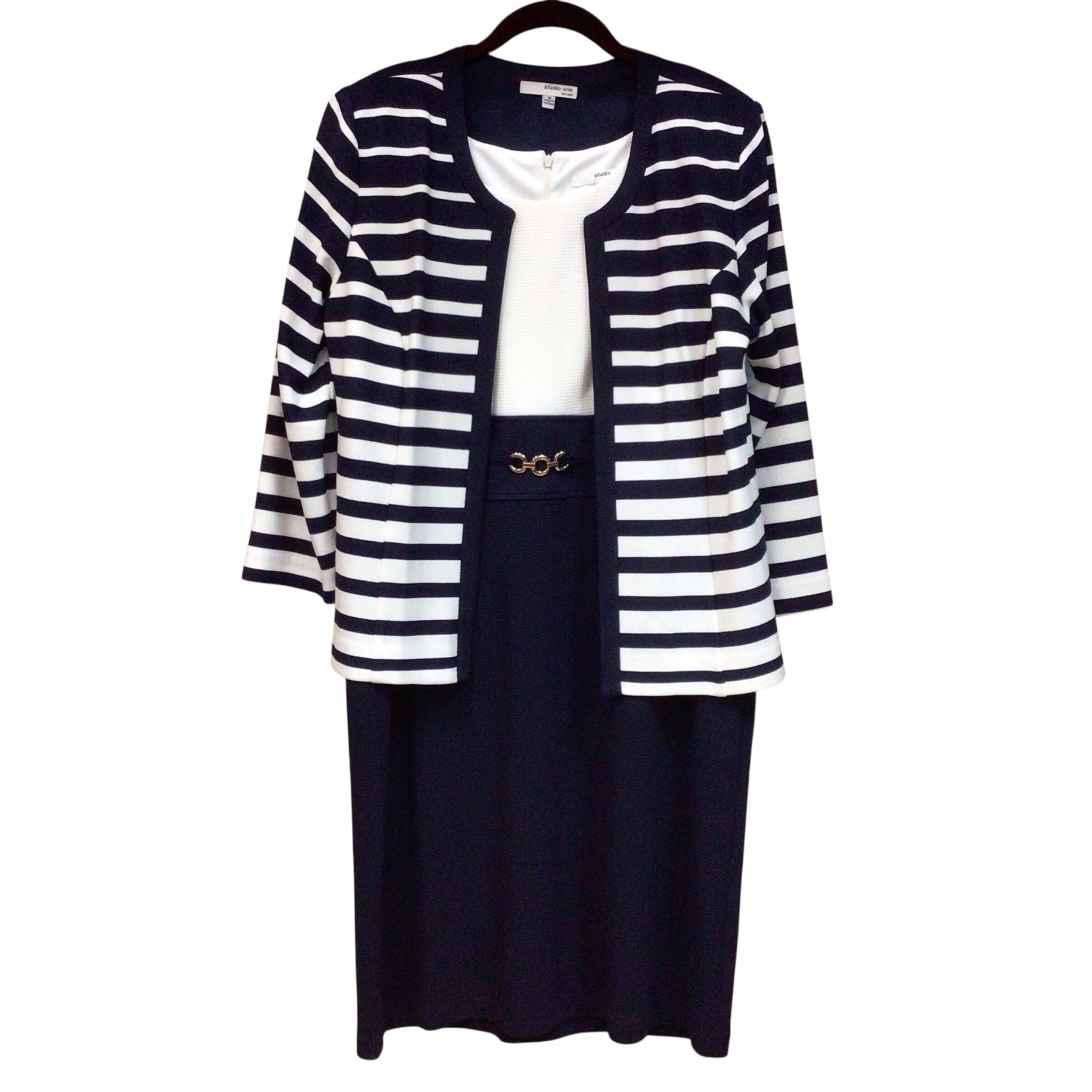 Studio One 2 PC Navy & White Dress Set Size 16