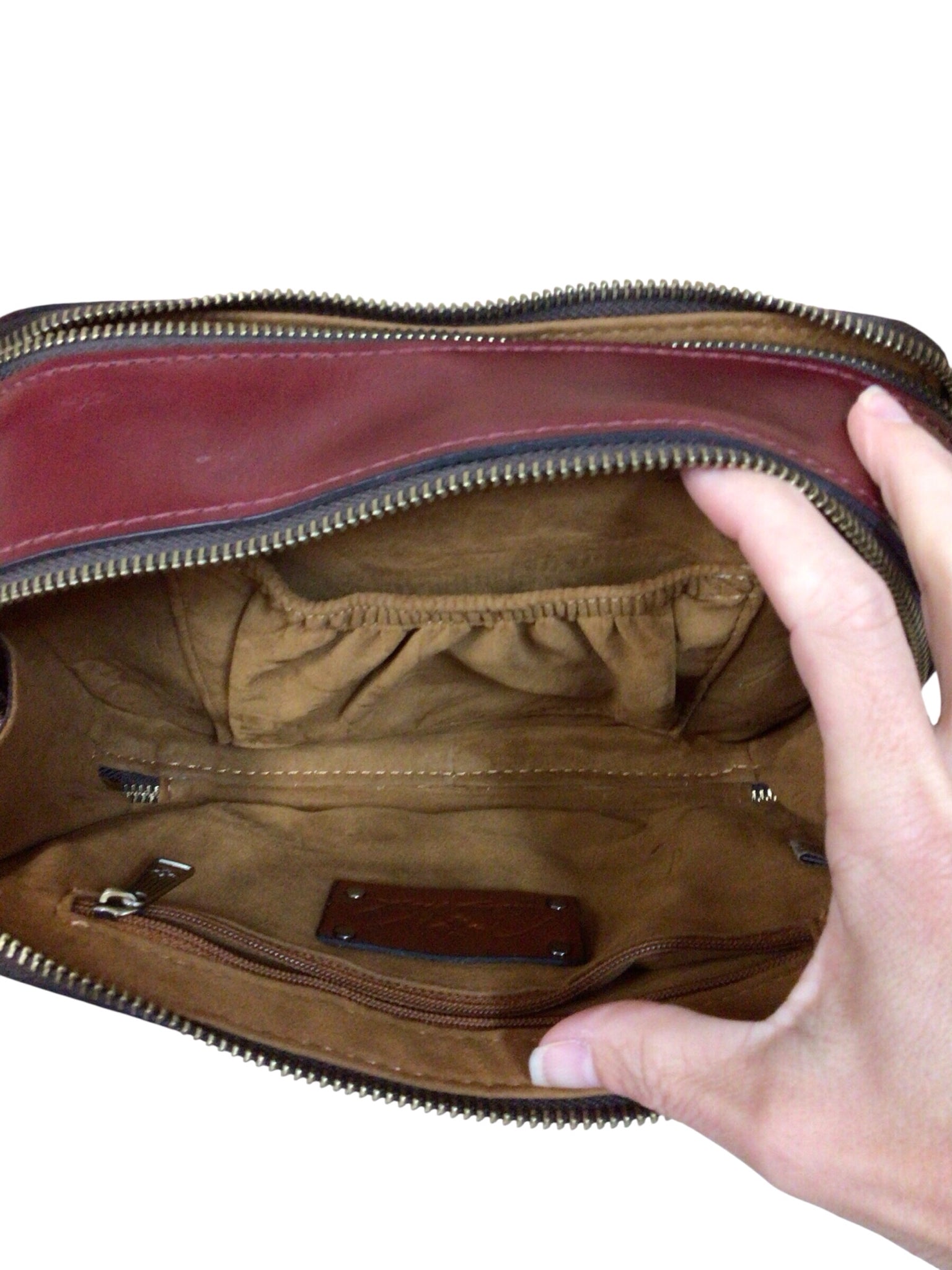 Patricia Nash "Alessa" Burgundy Leather Crossbody Bag