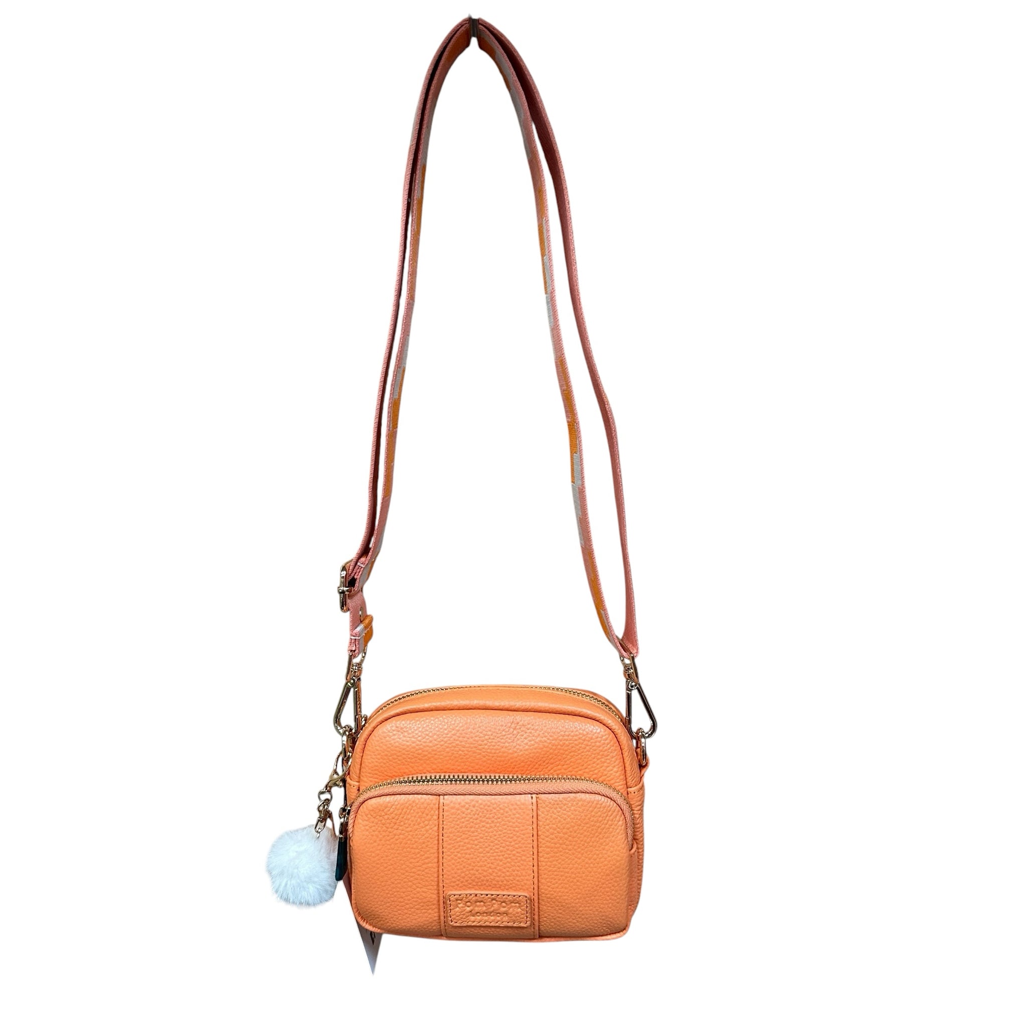 Pom Pom London "Mango Tango" 100% Leather Crossbody Bag