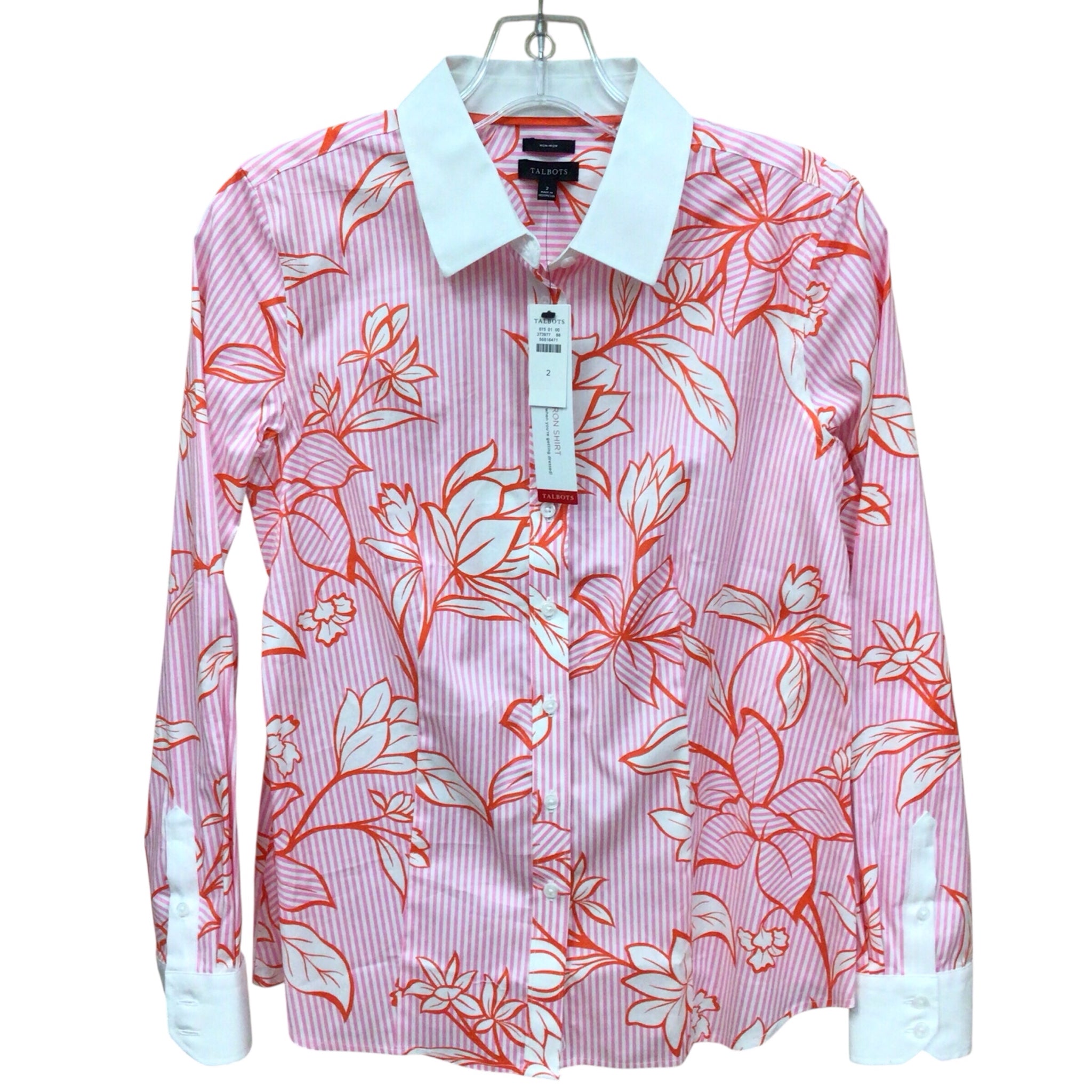 Talbots Pink Floral Long Sleeve Top Size 2 NWT