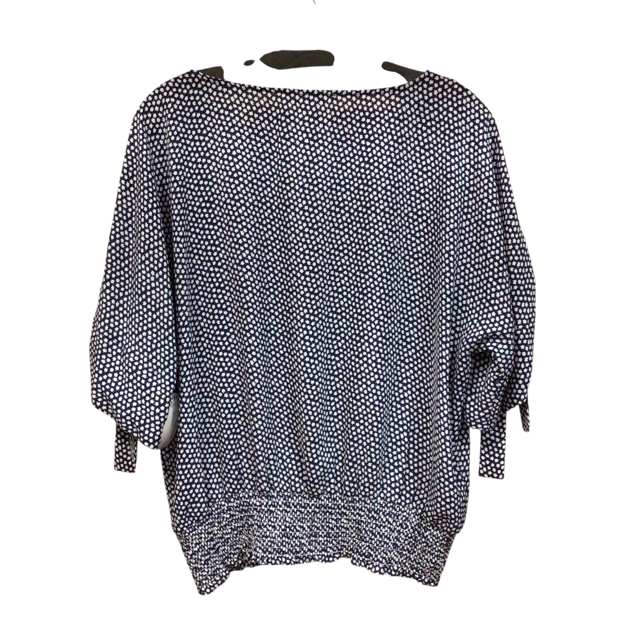 Michael Kors Navy & White 3/4 Sleeve Top Size Large