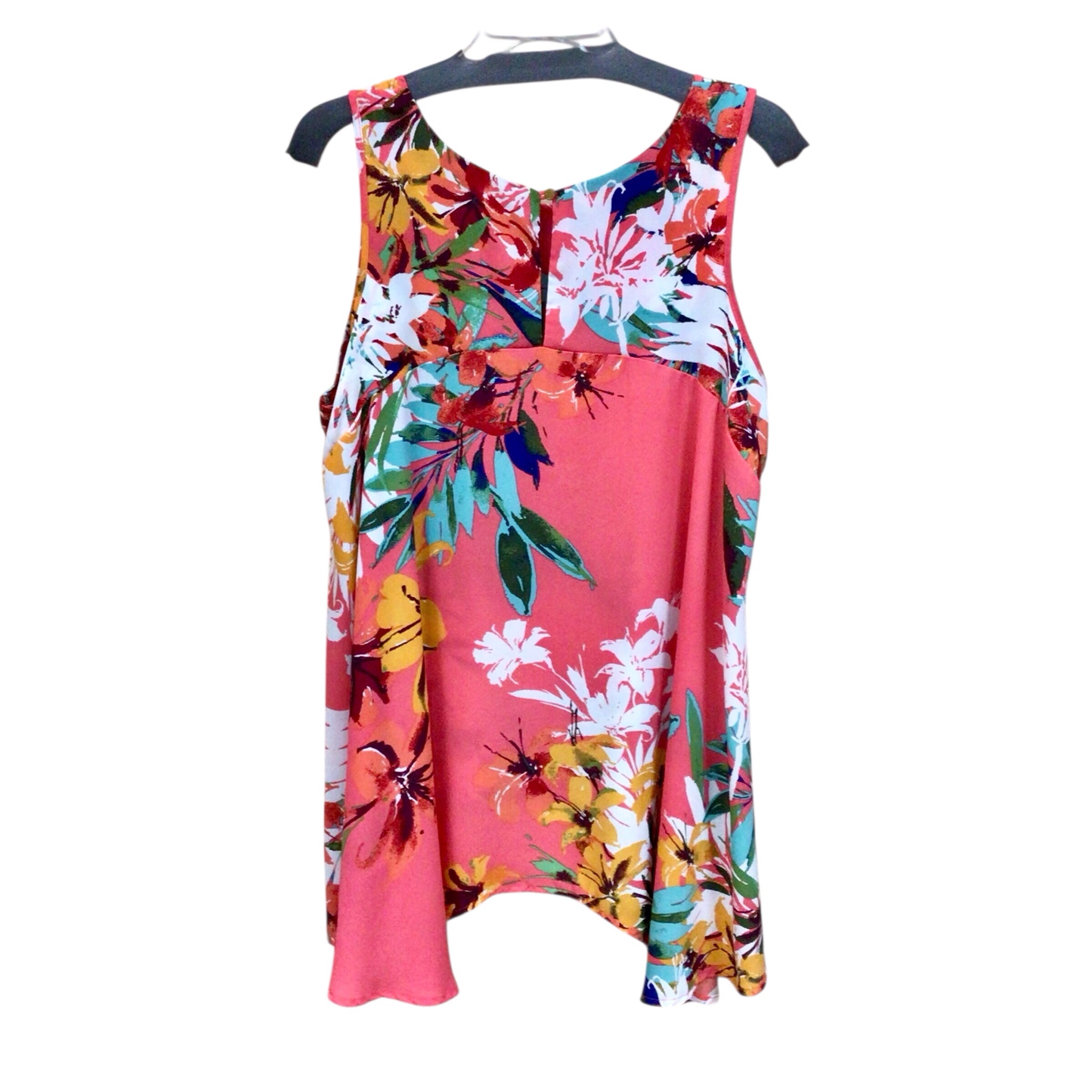 Neimann Marcus Pink Tropical Sleeveless Top Size Large