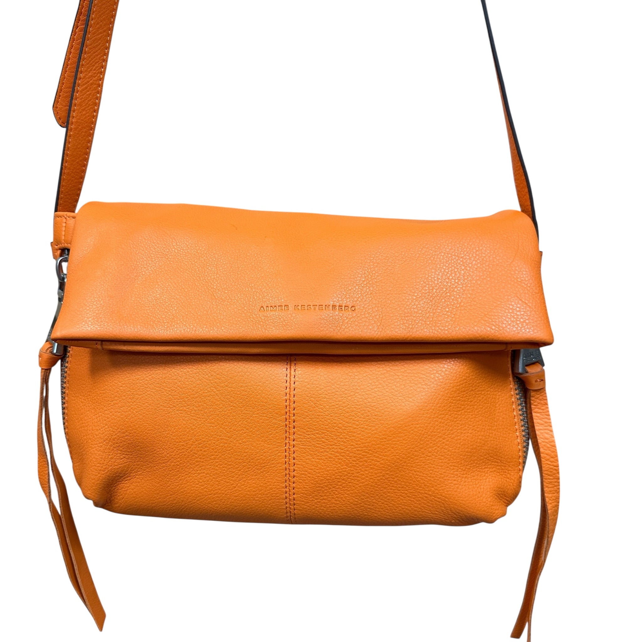 Aimee Kestenberg "Bali" Orange Leather Crossbody Bag
