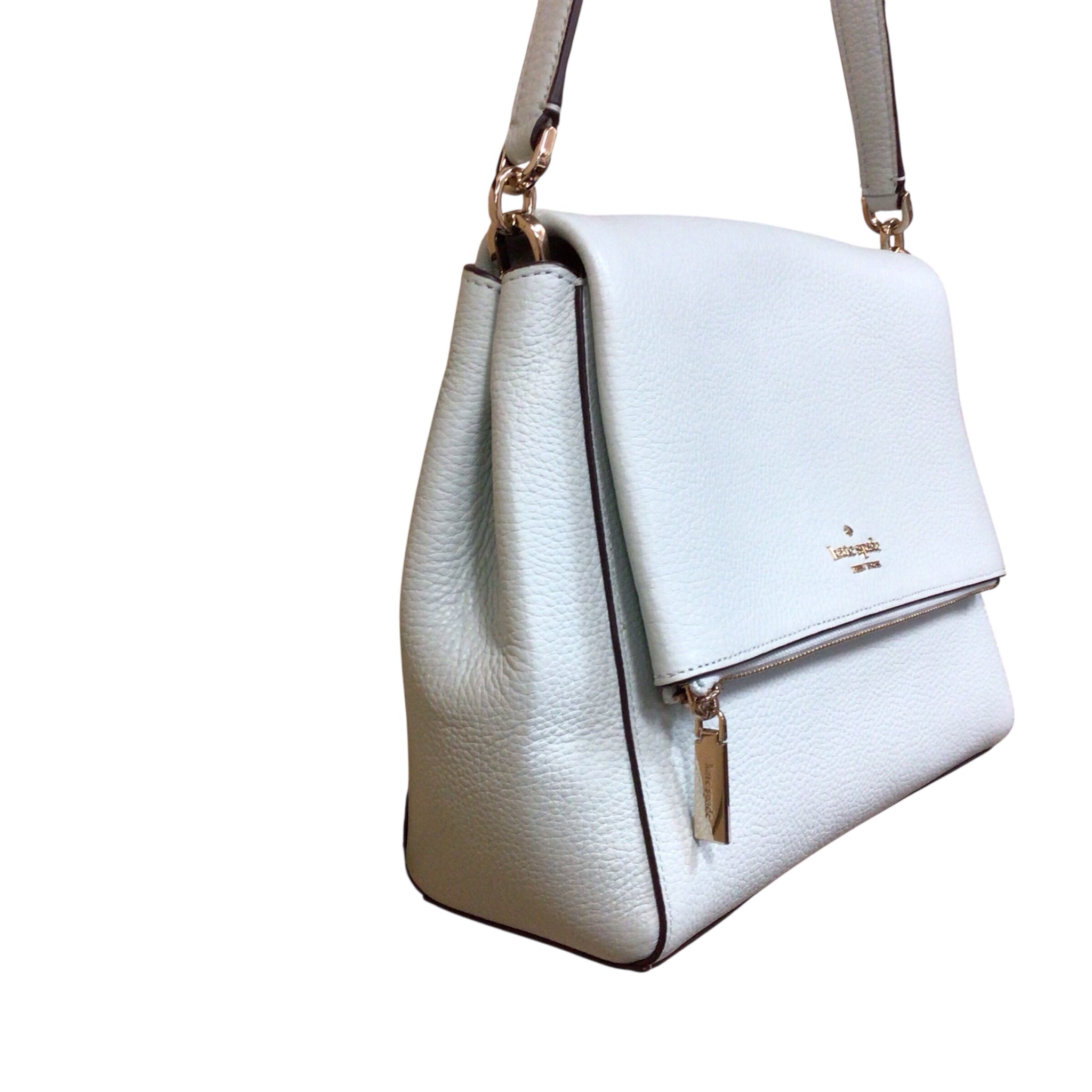 Kate Spade "Leila" Light Blue Leather Crossbody Satchel Bag