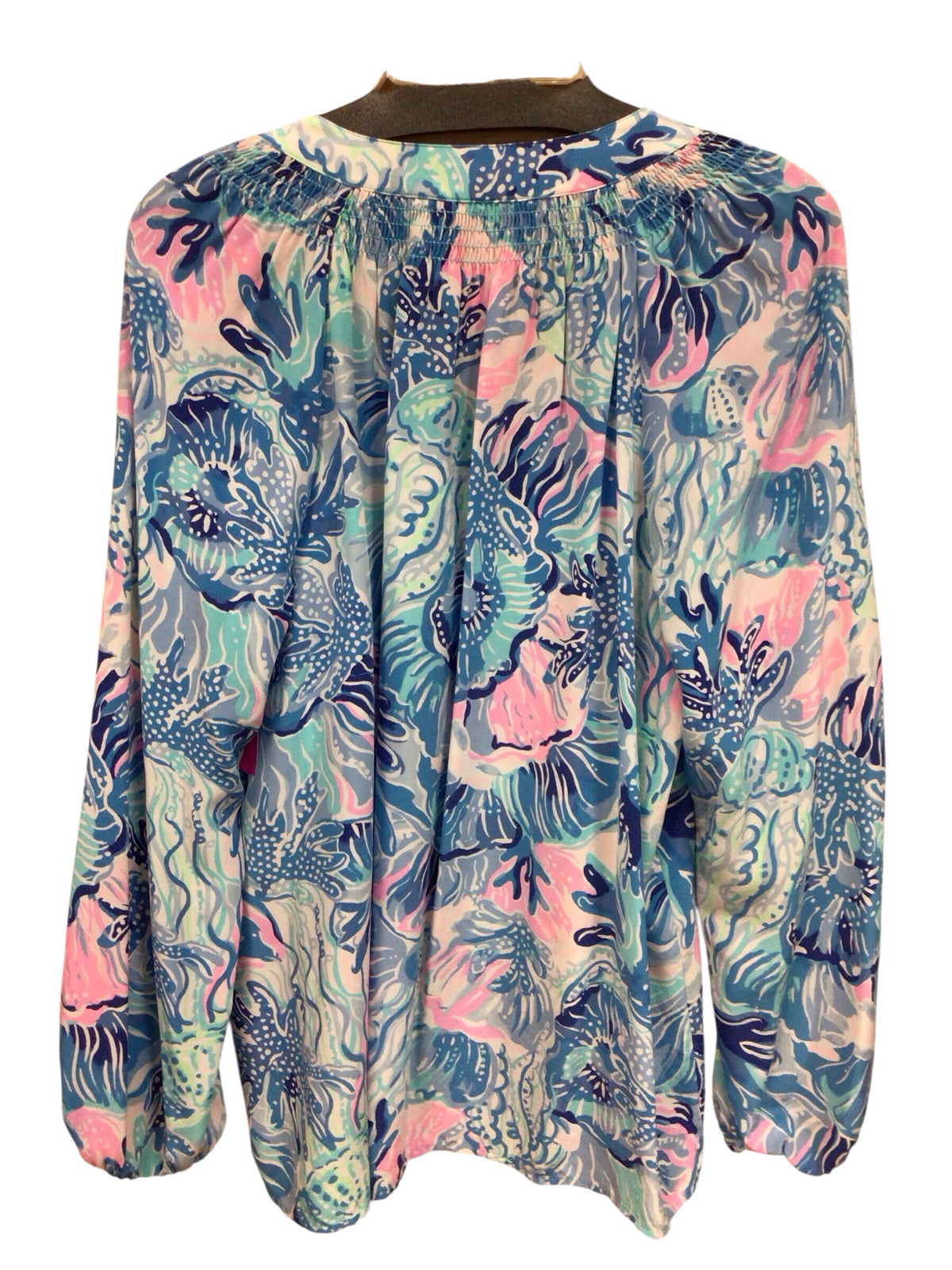 Lilly Pulitzer "Elsa" Silk Long Sleeve Blouse Size Large