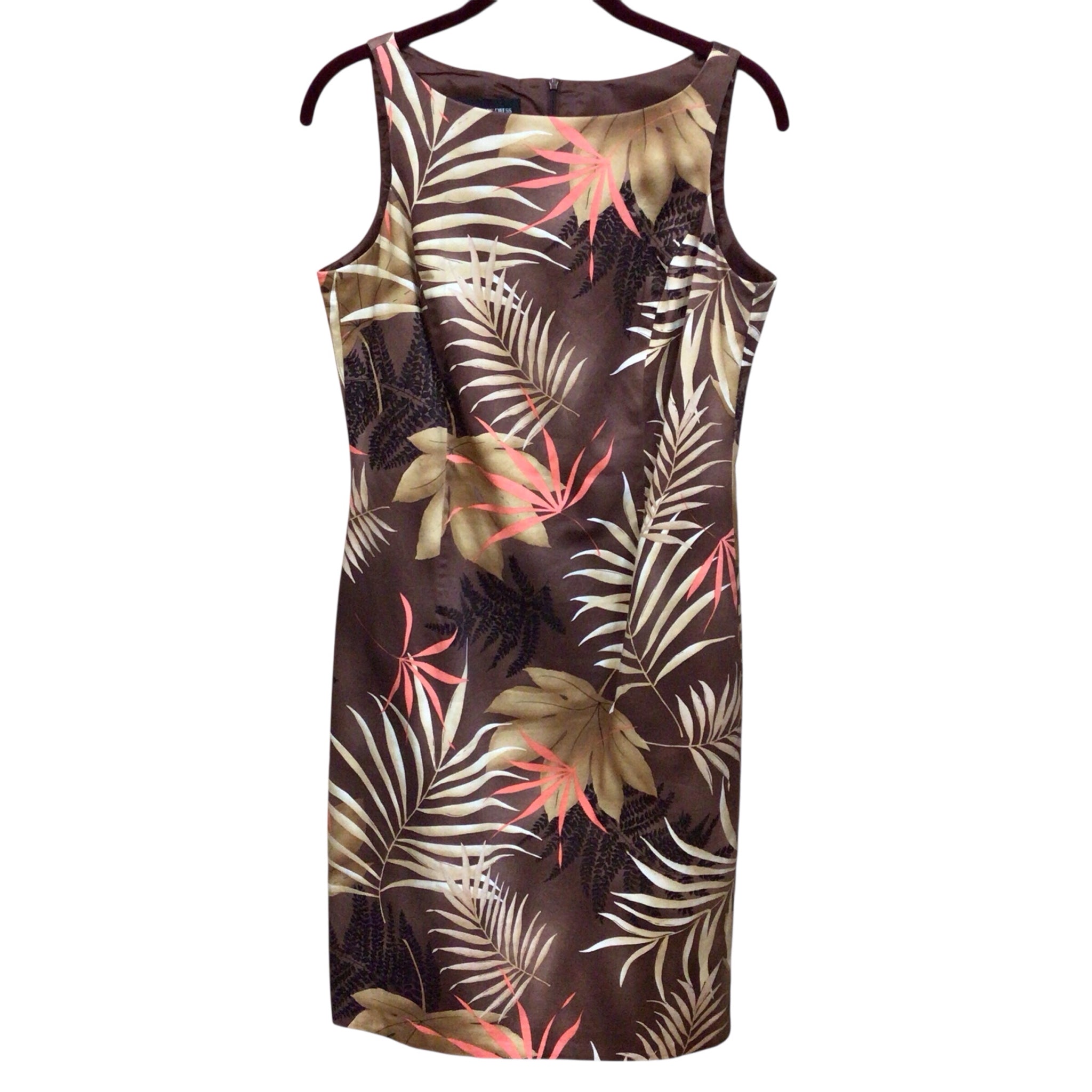 Jones New York Brown Tropical Sleeveless Dress Size 6