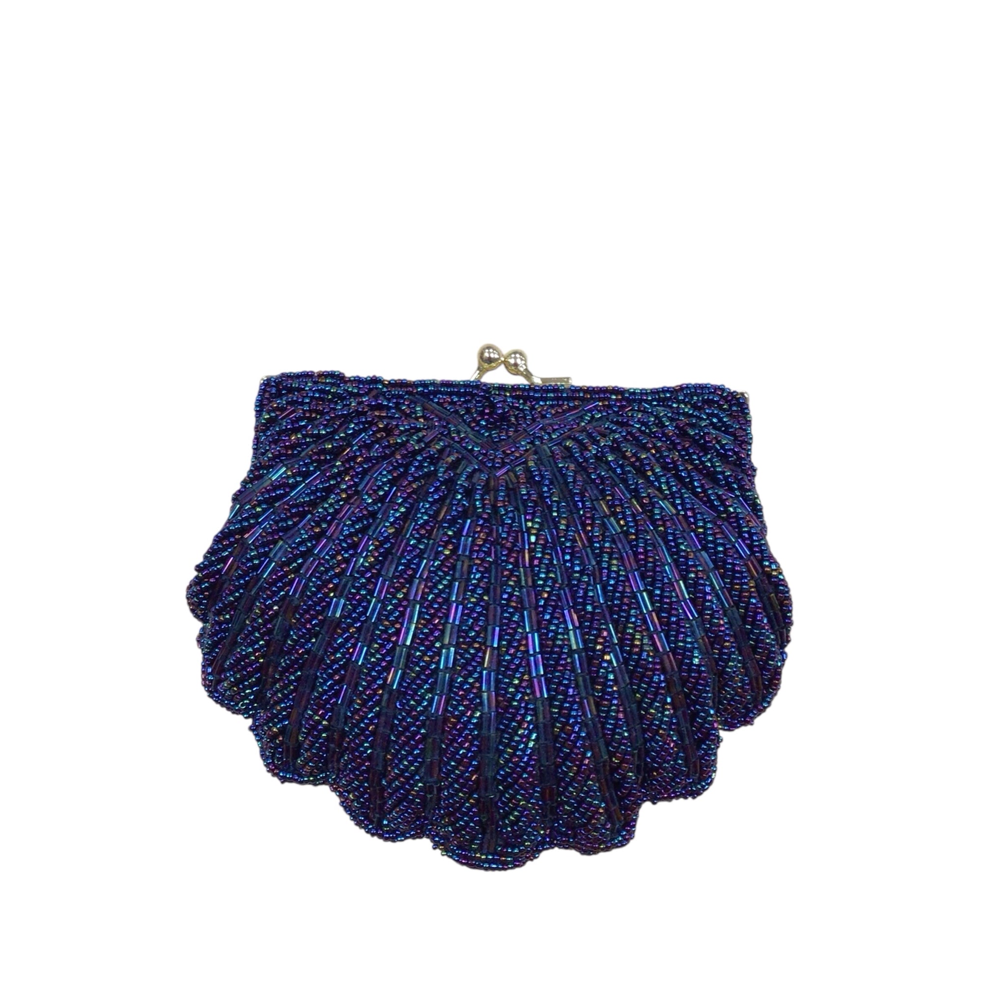 La Regale Purple Beaded Shell Crossbody