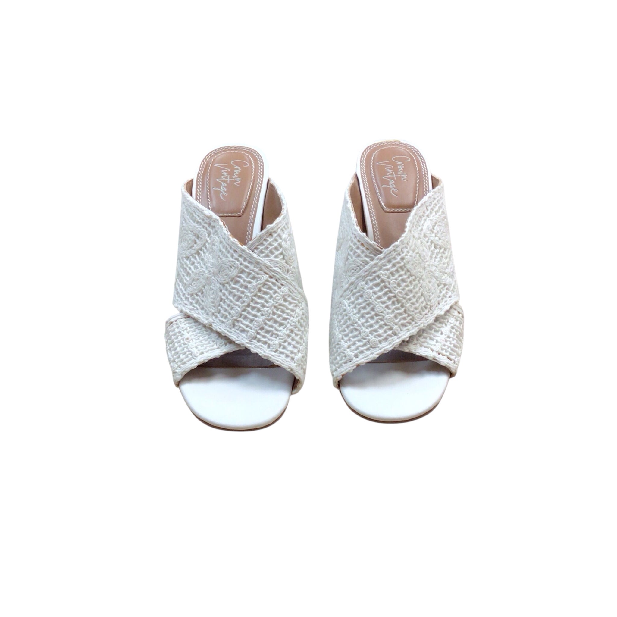 Crown Vintage White Sandal Wedges Size 6.5