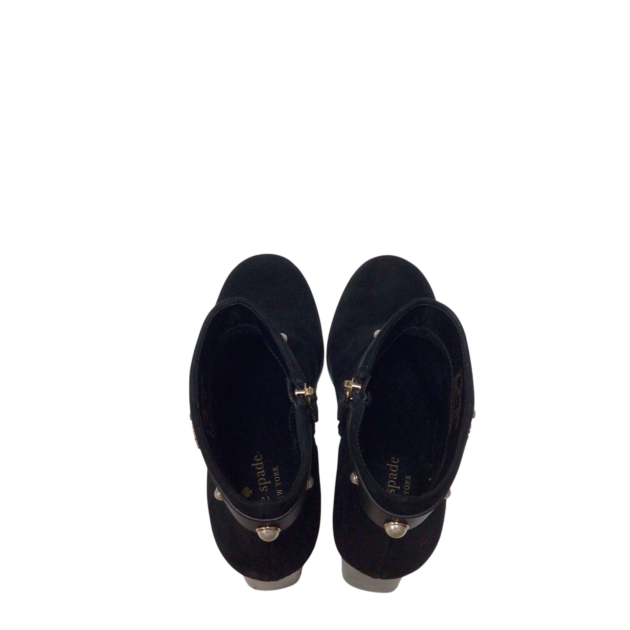 Kate Spade Morgan Pearl Black Suede Boots Size 6