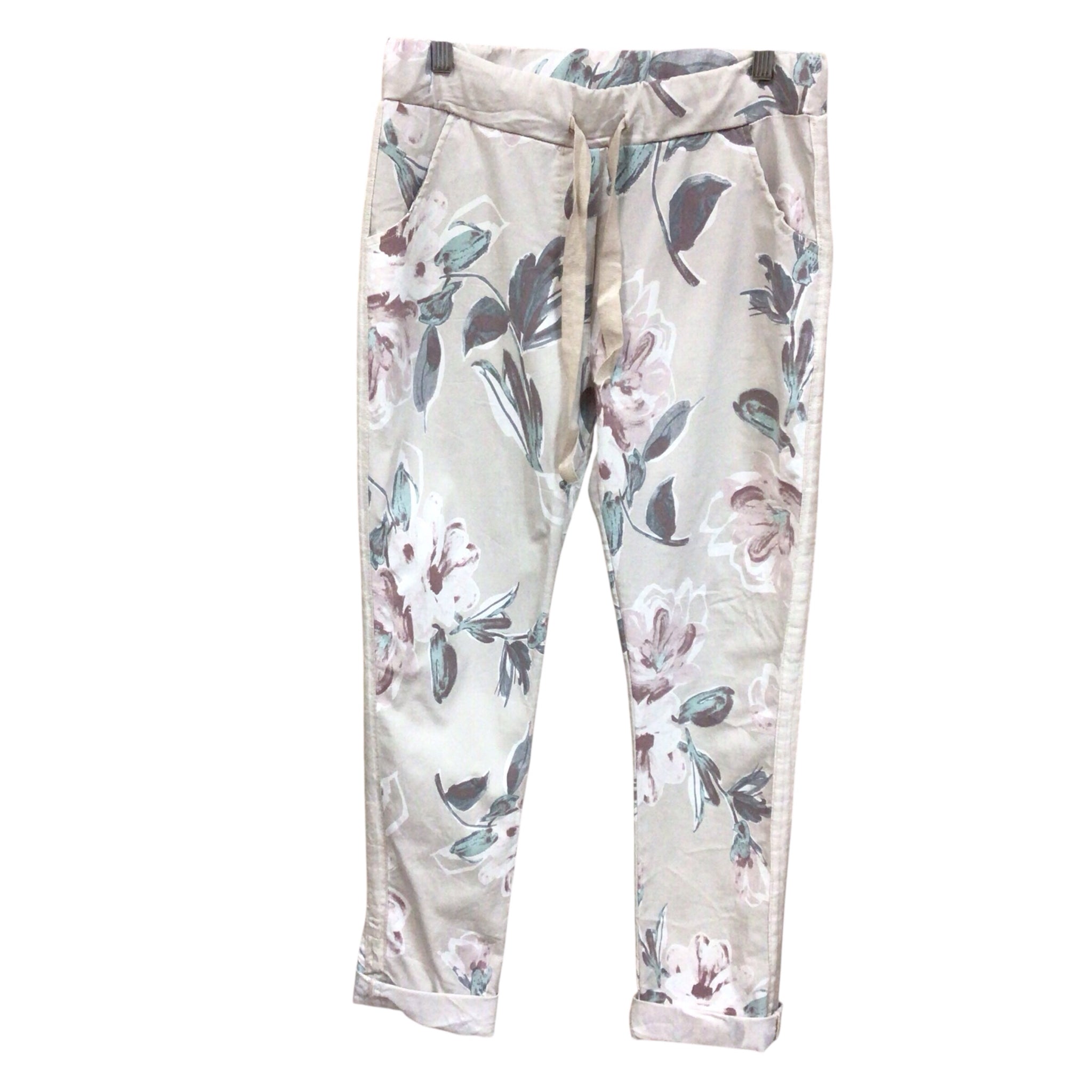Made in Italy Beige Floral Pants Size Small