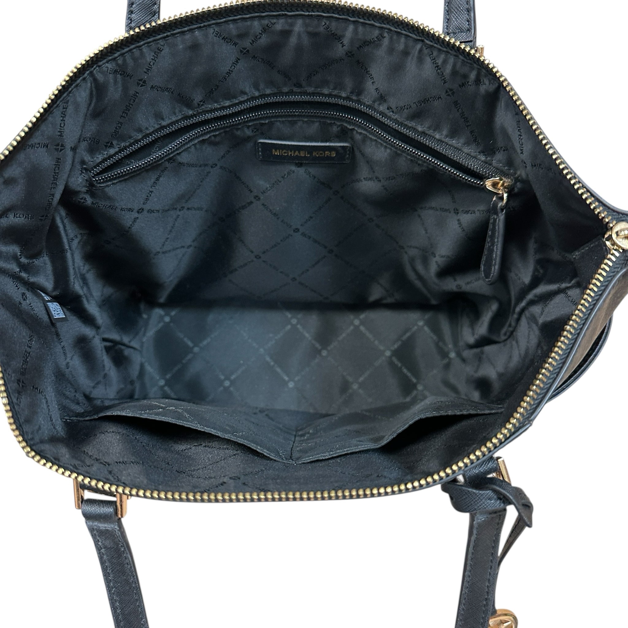 Michael Kors "Charlotte" Black Leather Tote Bag