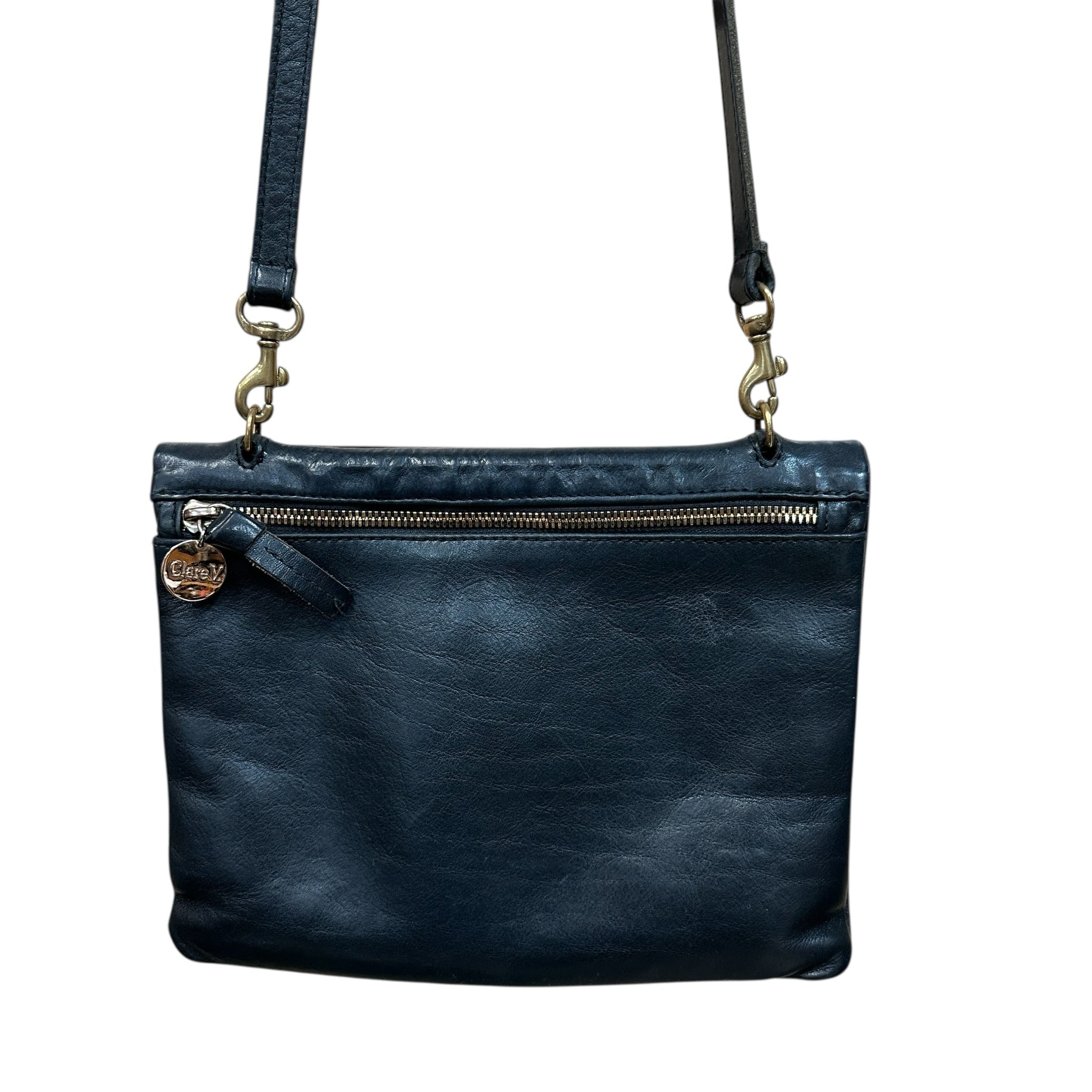 Clare V. Jumelle Rustic Black Leather Crossbody Bag