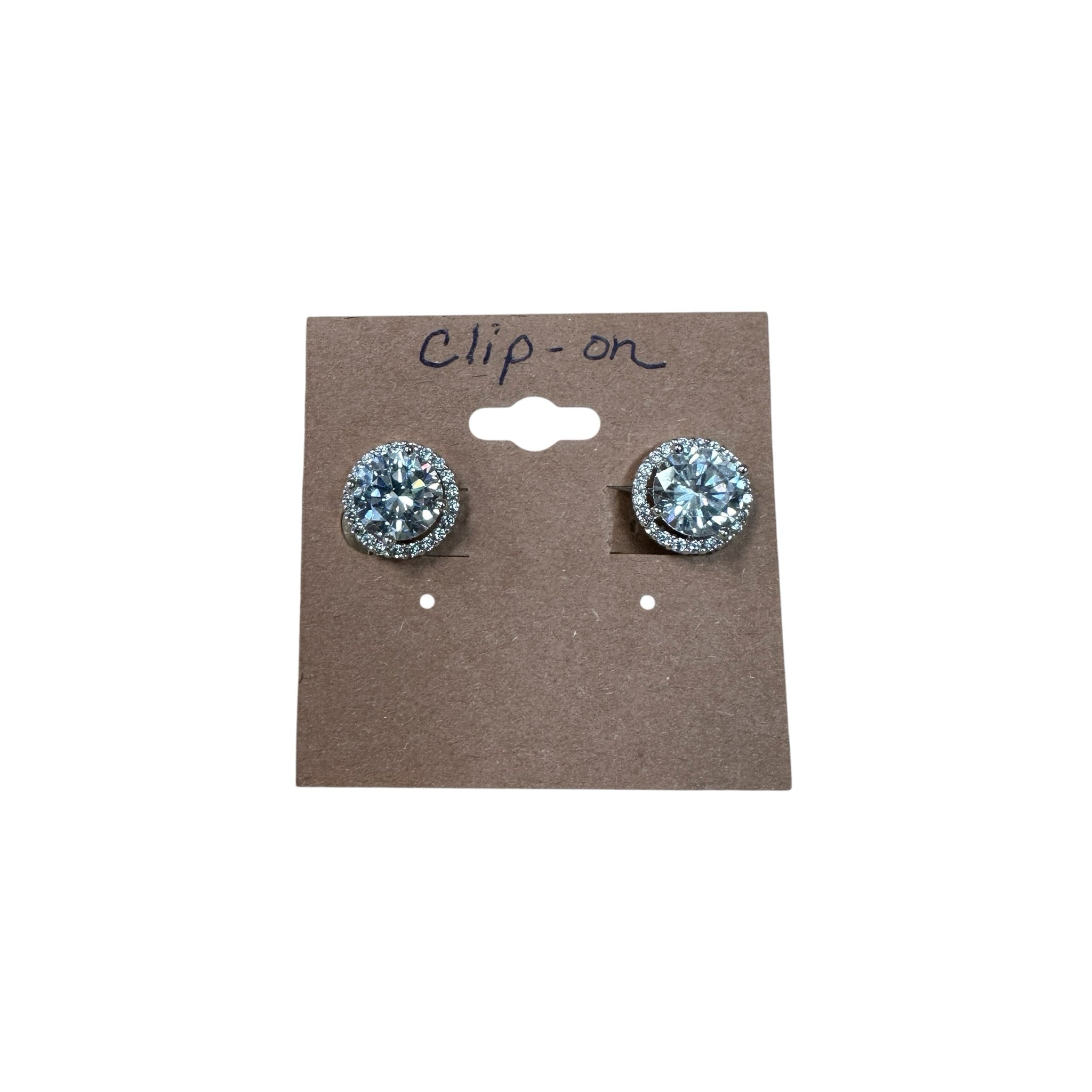 Silver Plated Cubic Zirconia Clip-on Post Earrings