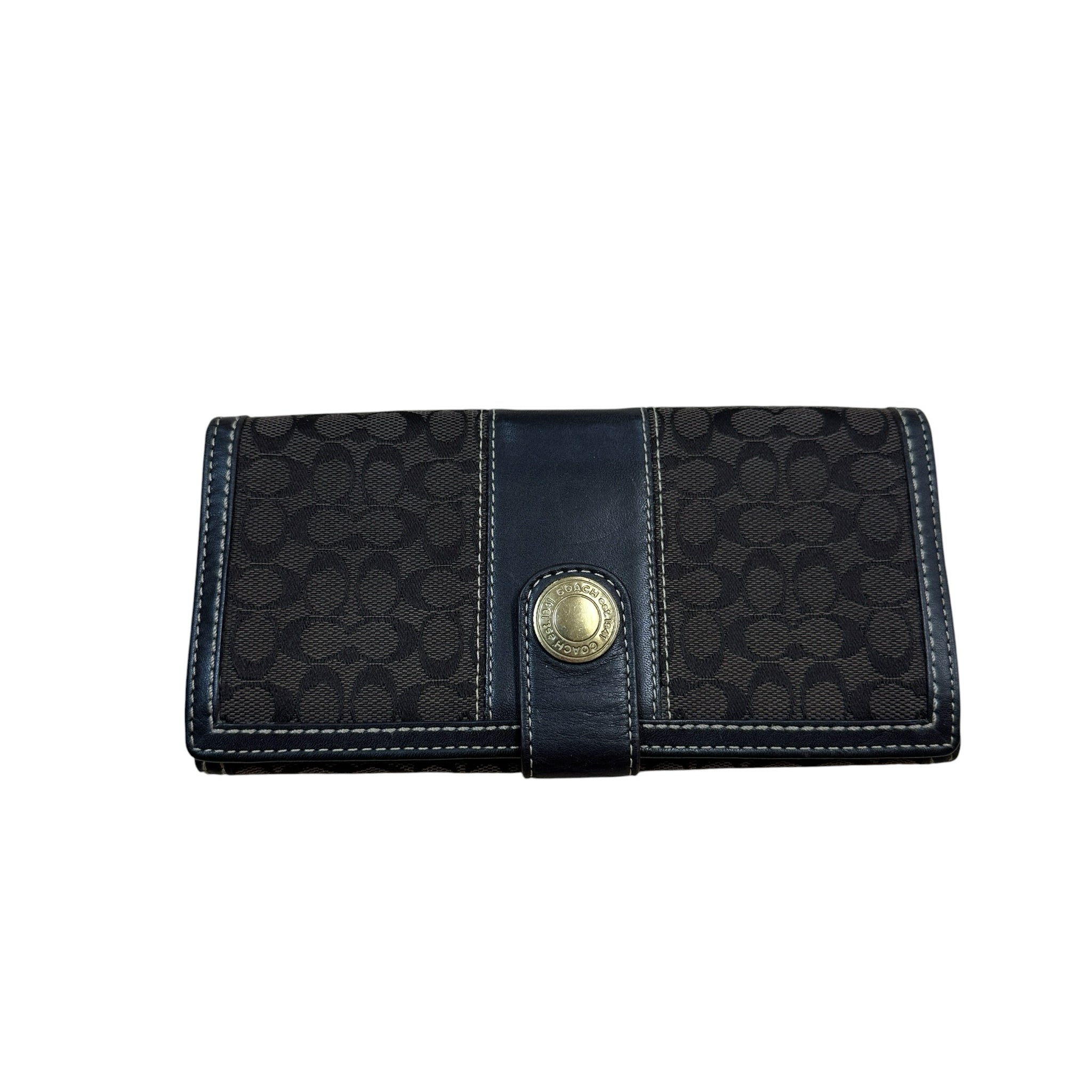 Coach Vintage Brown Jacquard Canvas & Leather Bi-Fold Wallet