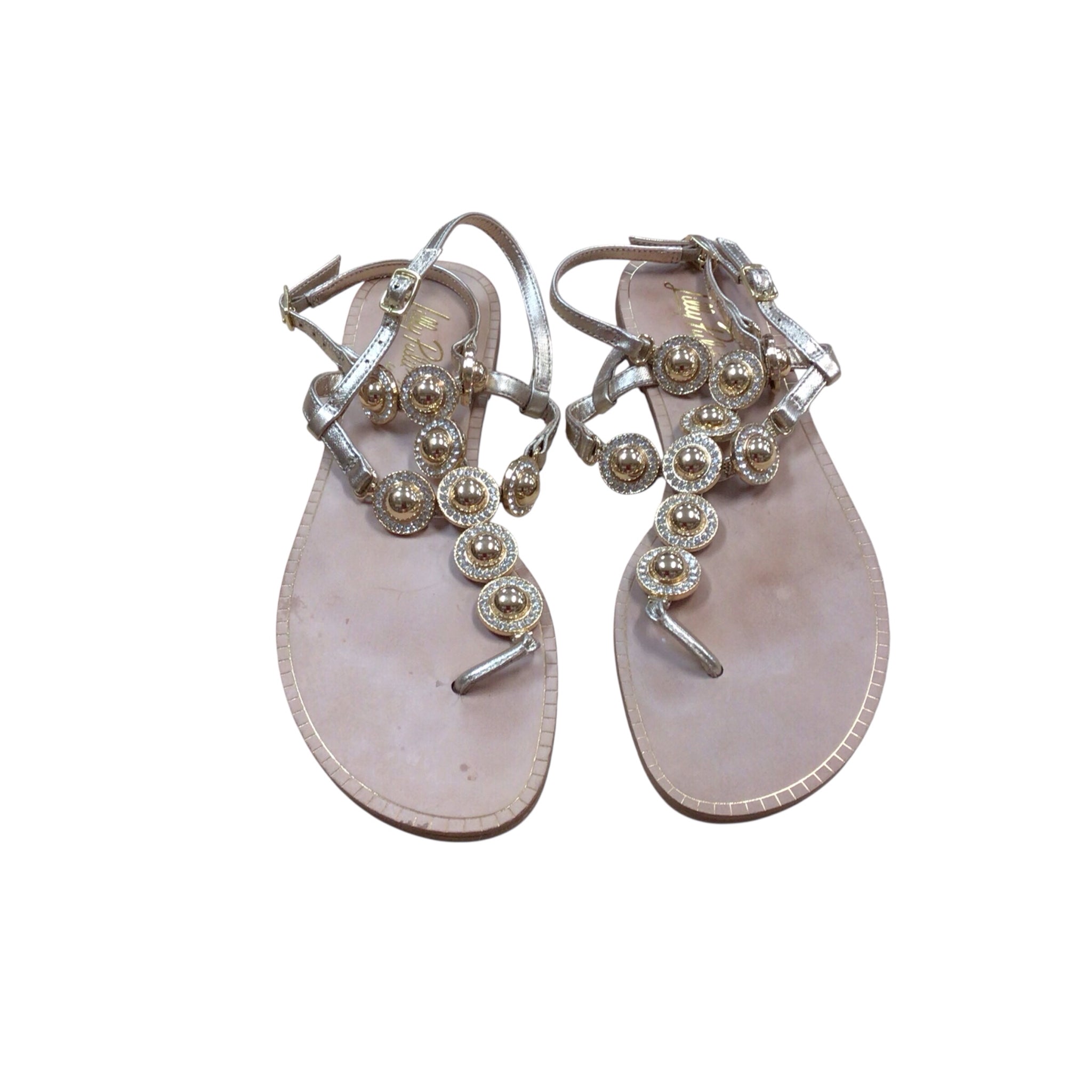 Lilly Pulitzer "Palermo Gold Thong Sandals" Size 6