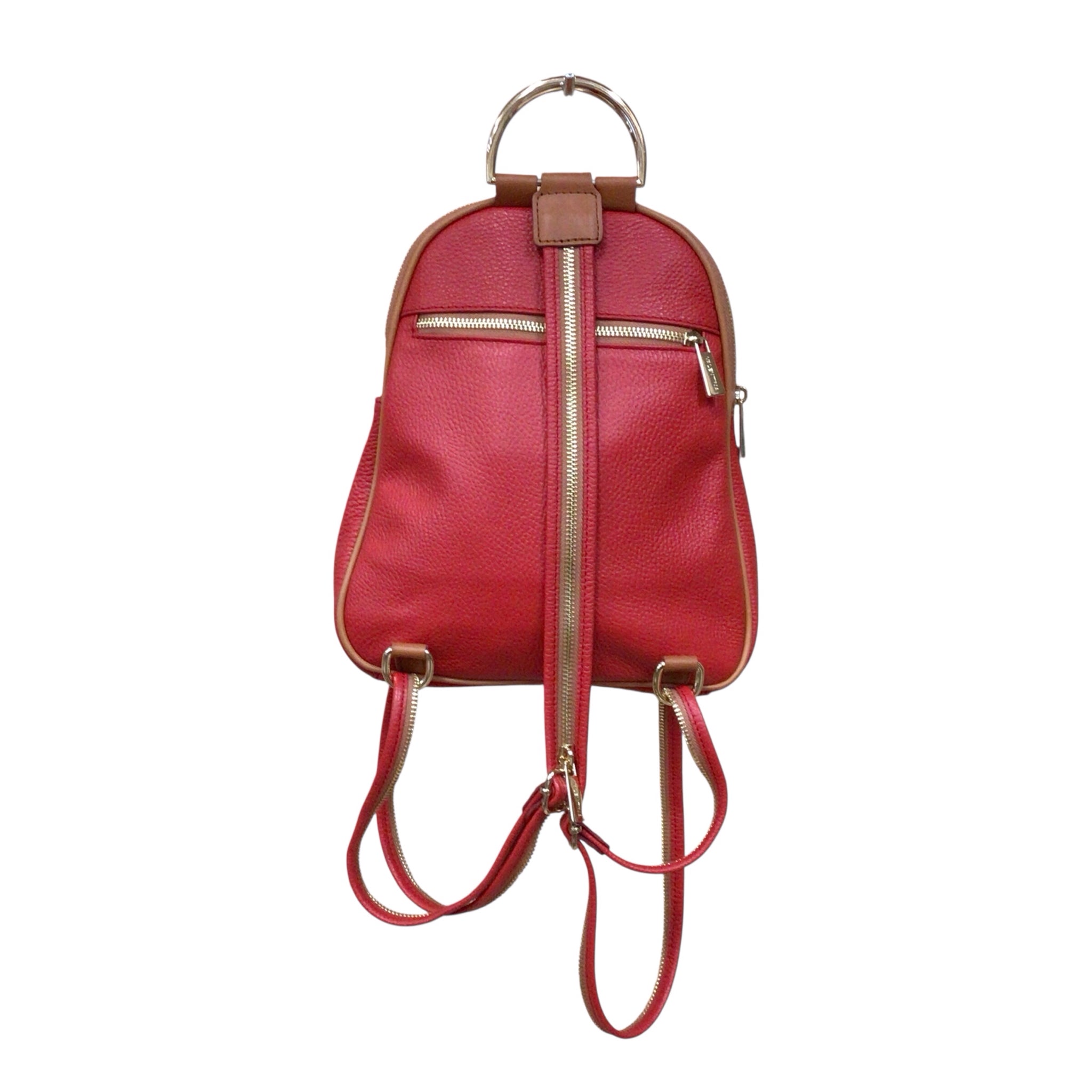 Valentina Red Genuine Italian Leather Dome Backpack