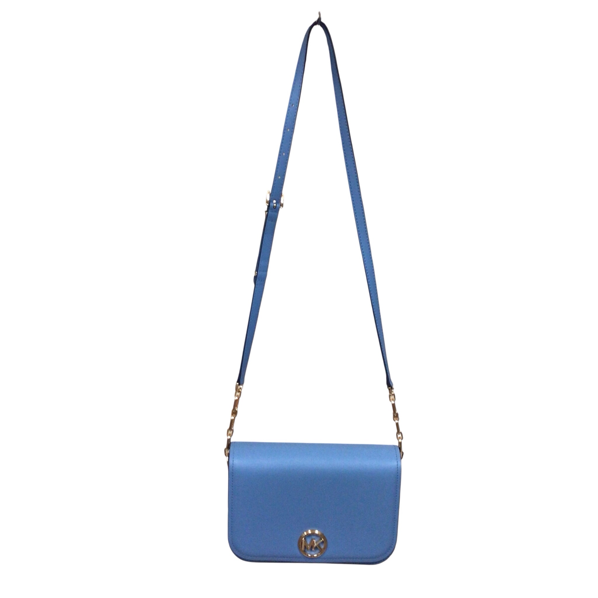 Michael Kors "Delancey" Light Blue Leather Crossbody Bag