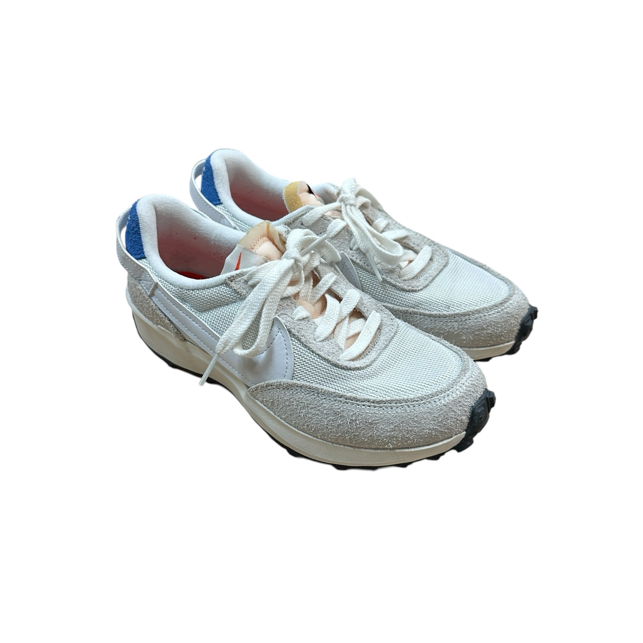 Nike White and Light Gray Mesh Suede Running Sneakers Size 6.5